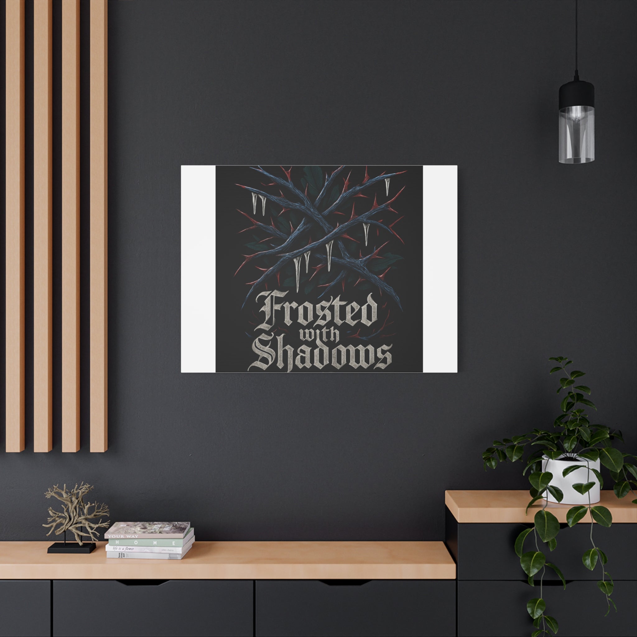 Frosted With Shadows Canvas Art — Gothic Winter Icicle Wall Decor