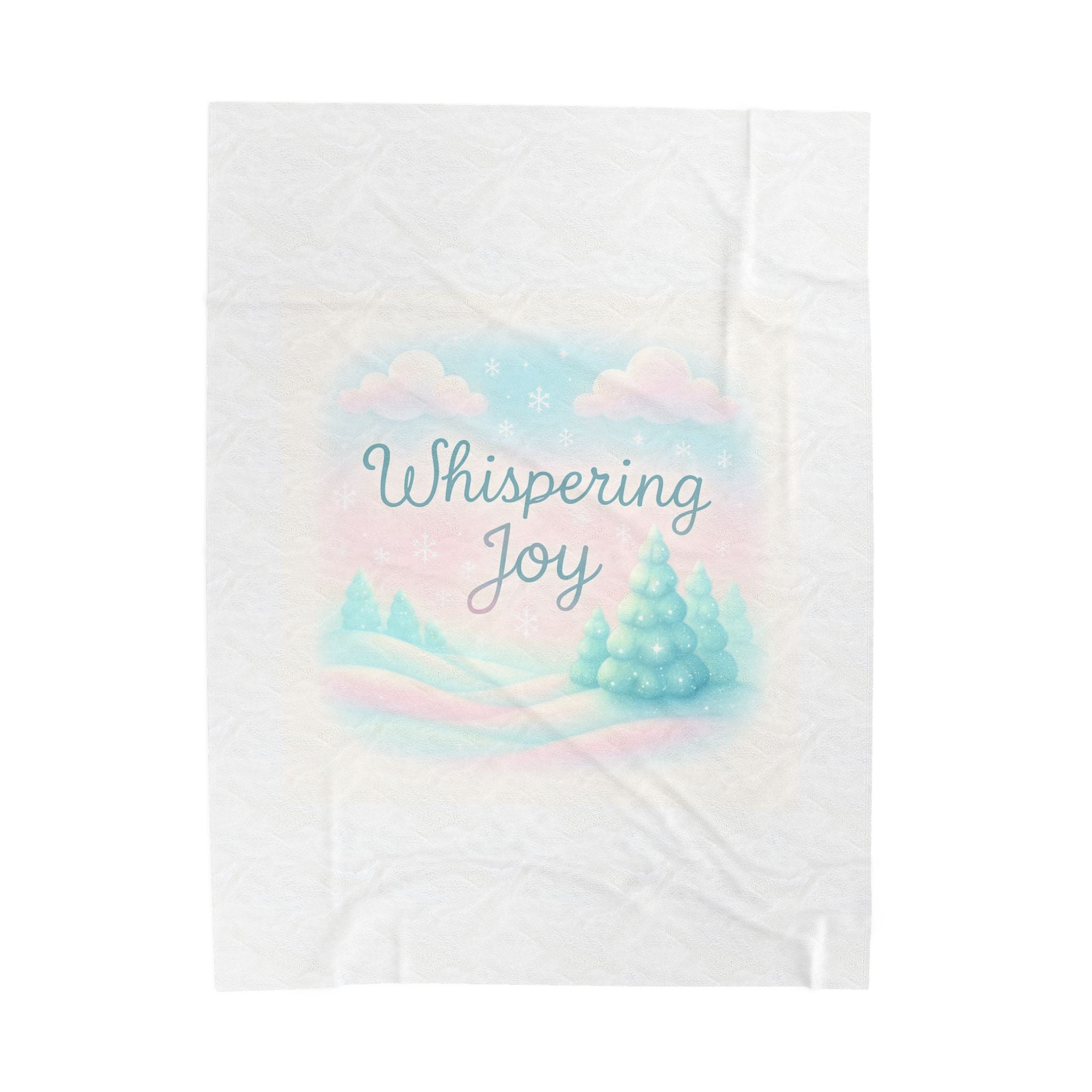 Whispering Joy Velveteen Plush Blanket — Pastel Winter Trees Holiday Throw