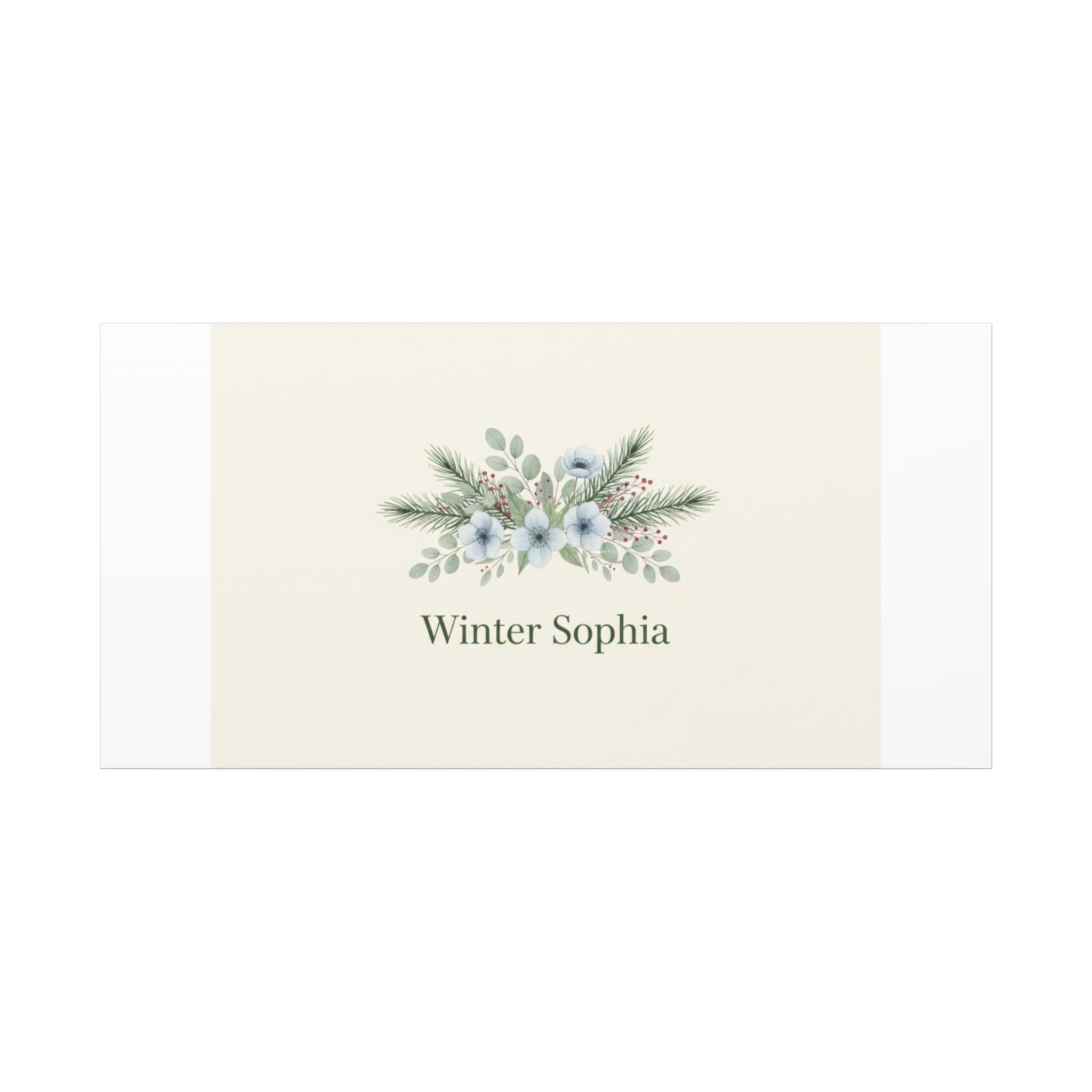 Winter floral wreath Canvas, pine branch botanical art | Minimal winter florals