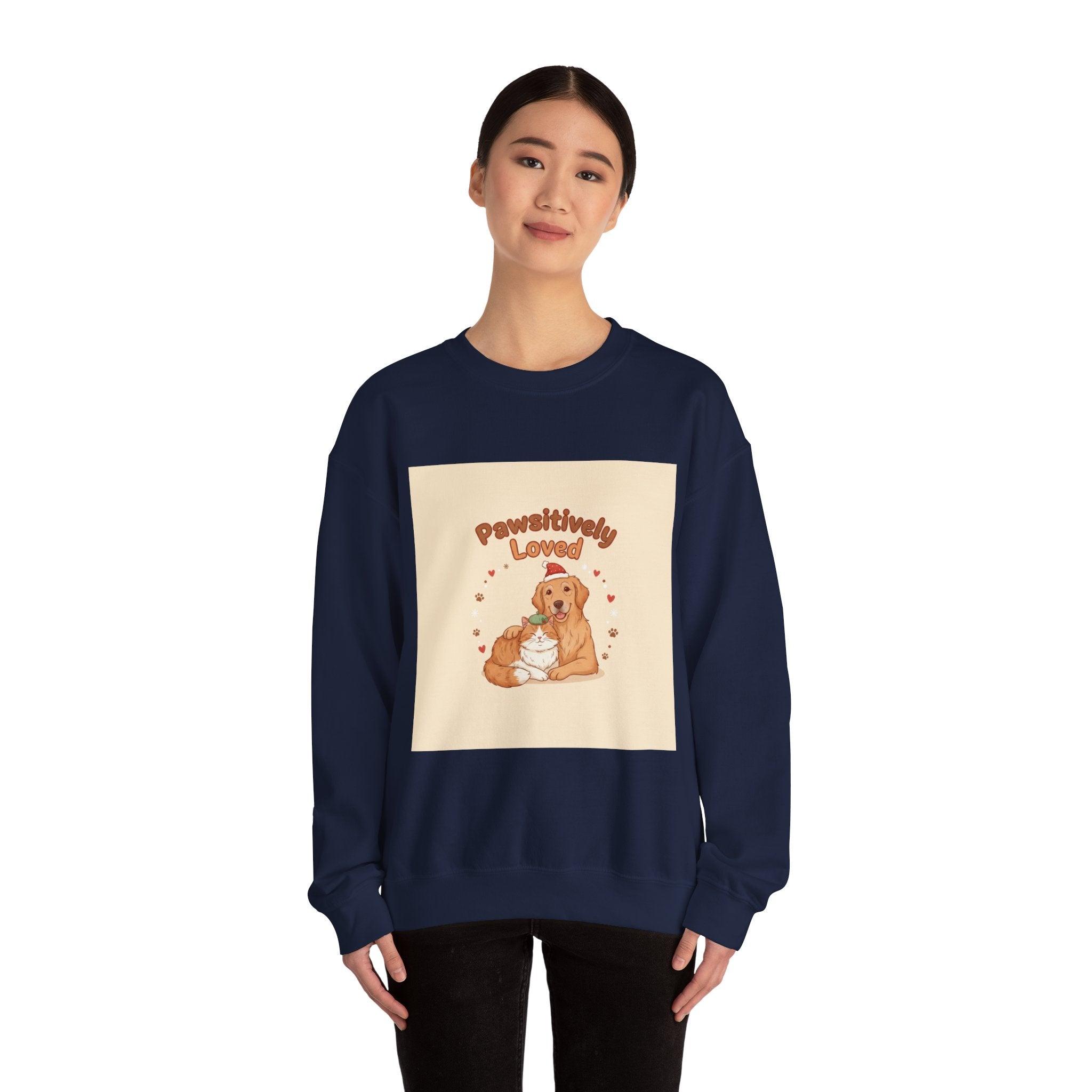 Pawsitively Loved Dog Illustration Sweatshirt | Senior Pet Holiday, Matching Pet Human