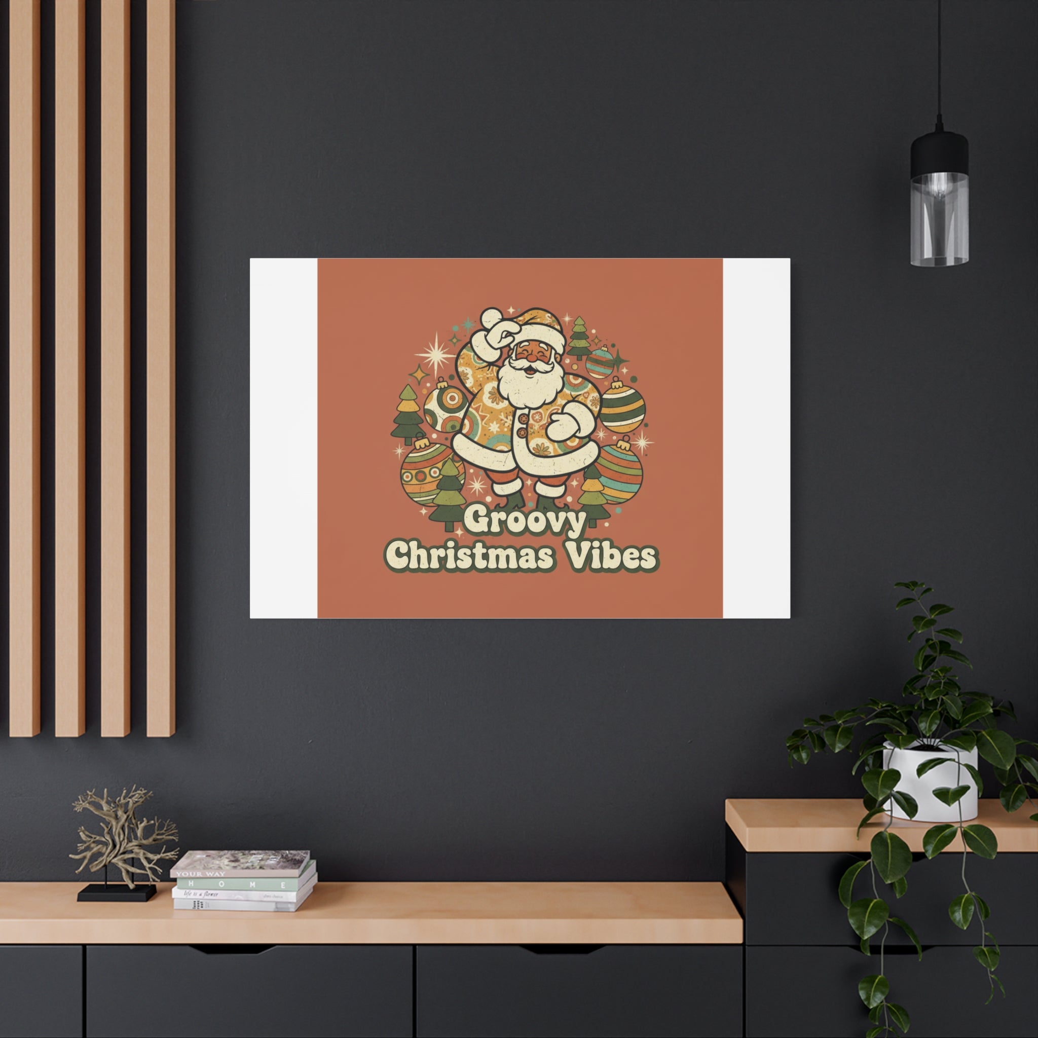 Groovy Christmas Vibes Canvas | 1970s Retro Holiday Art, Vintage Noel