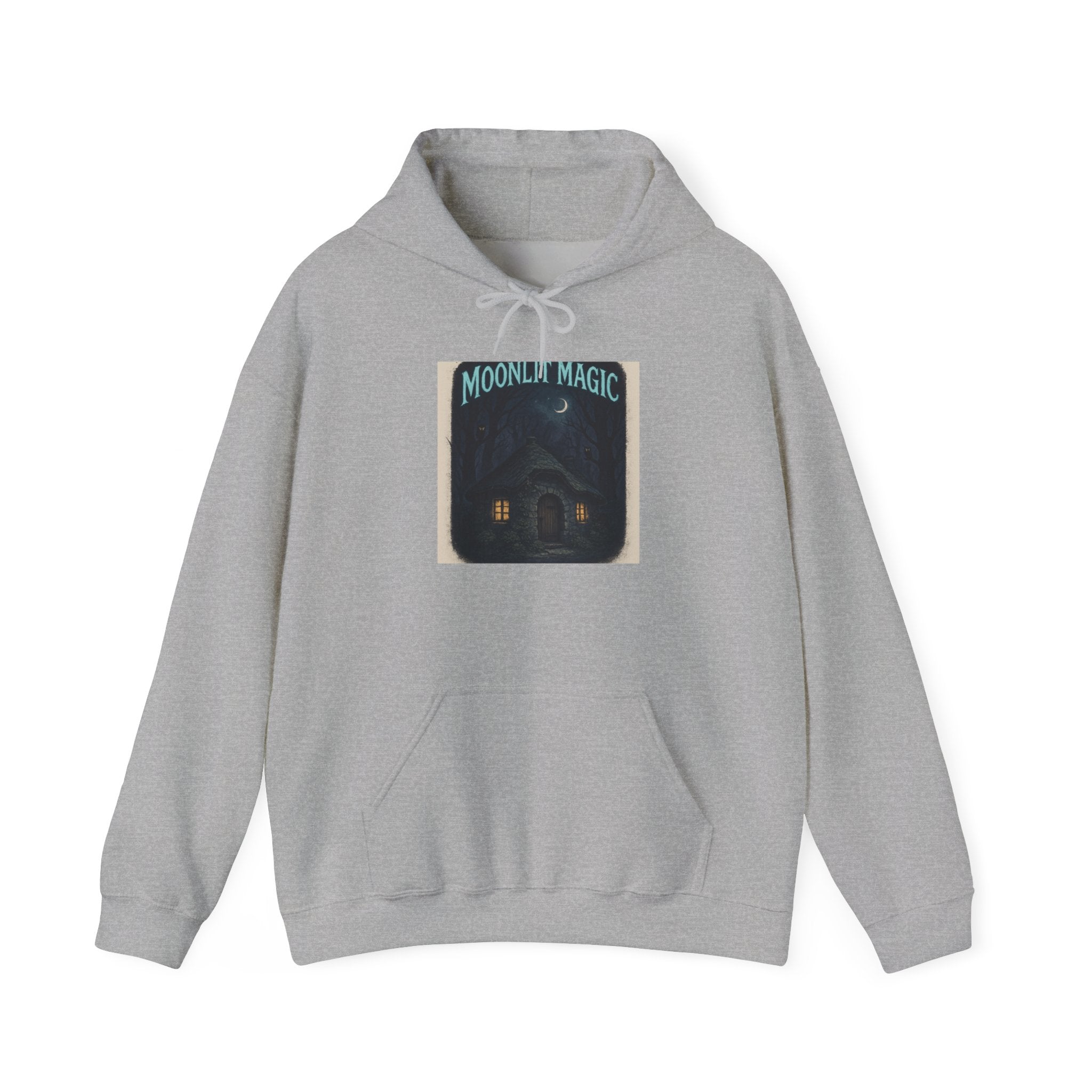 Moonlit Magic Hoodie — Cozy Witch Cottage Night Sky Pullover
