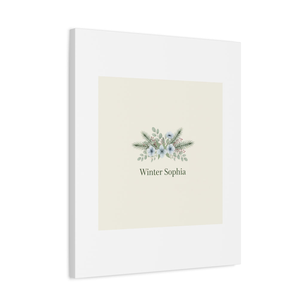 Winter floral wreath Canvas, pine branch botanical art | Minimal winter florals