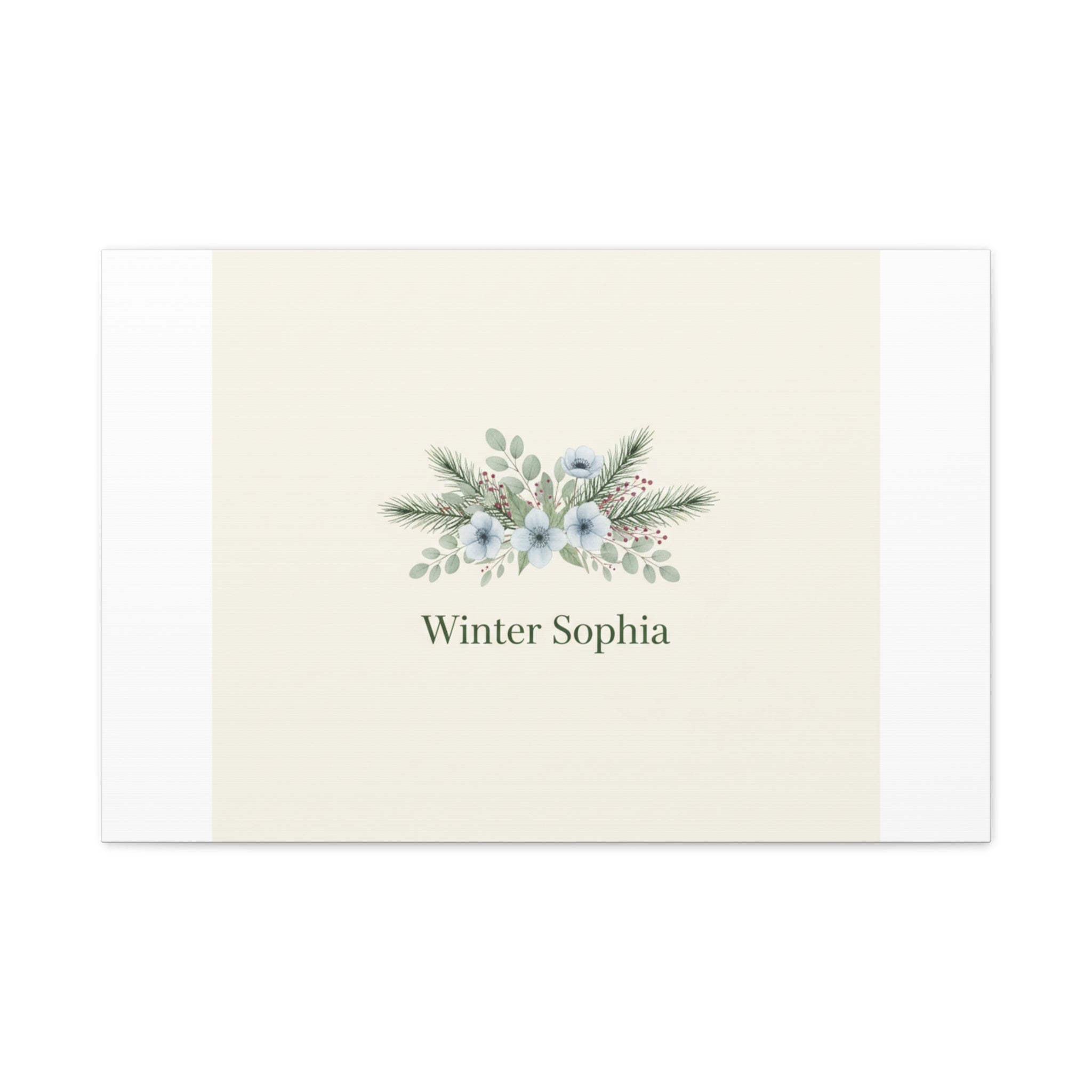Winter floral wreath Canvas, pine branch botanical art | Minimal winter florals