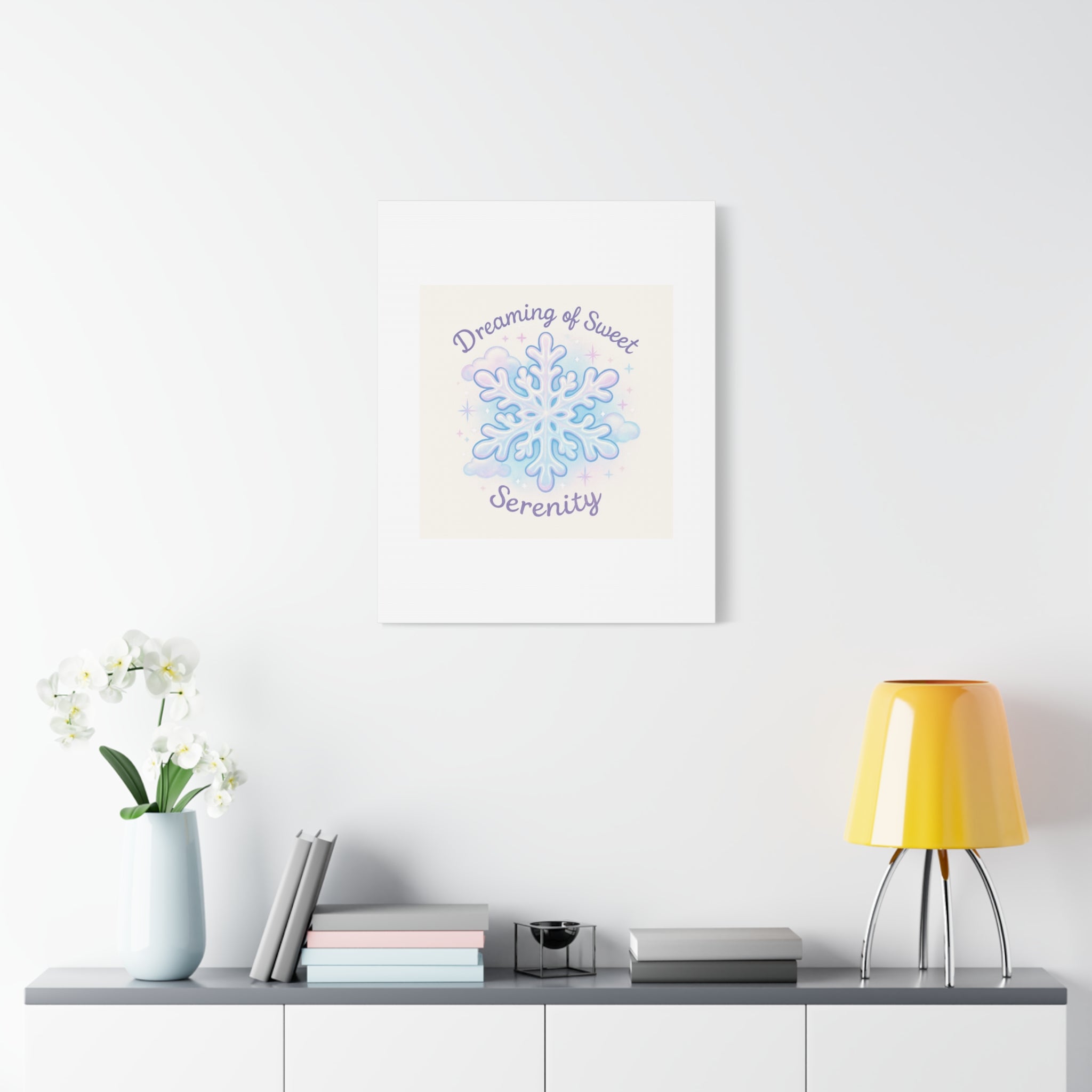 Canvas Wall Art - "Dreaming of Sweet Serenity" Snowflake Illustration