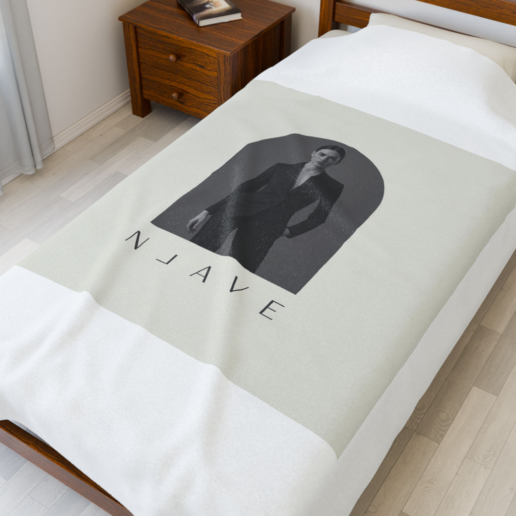 Minimal Monochrome Portrait Velveteen Plush Blanket | Tonal Loungewear Aesthetic