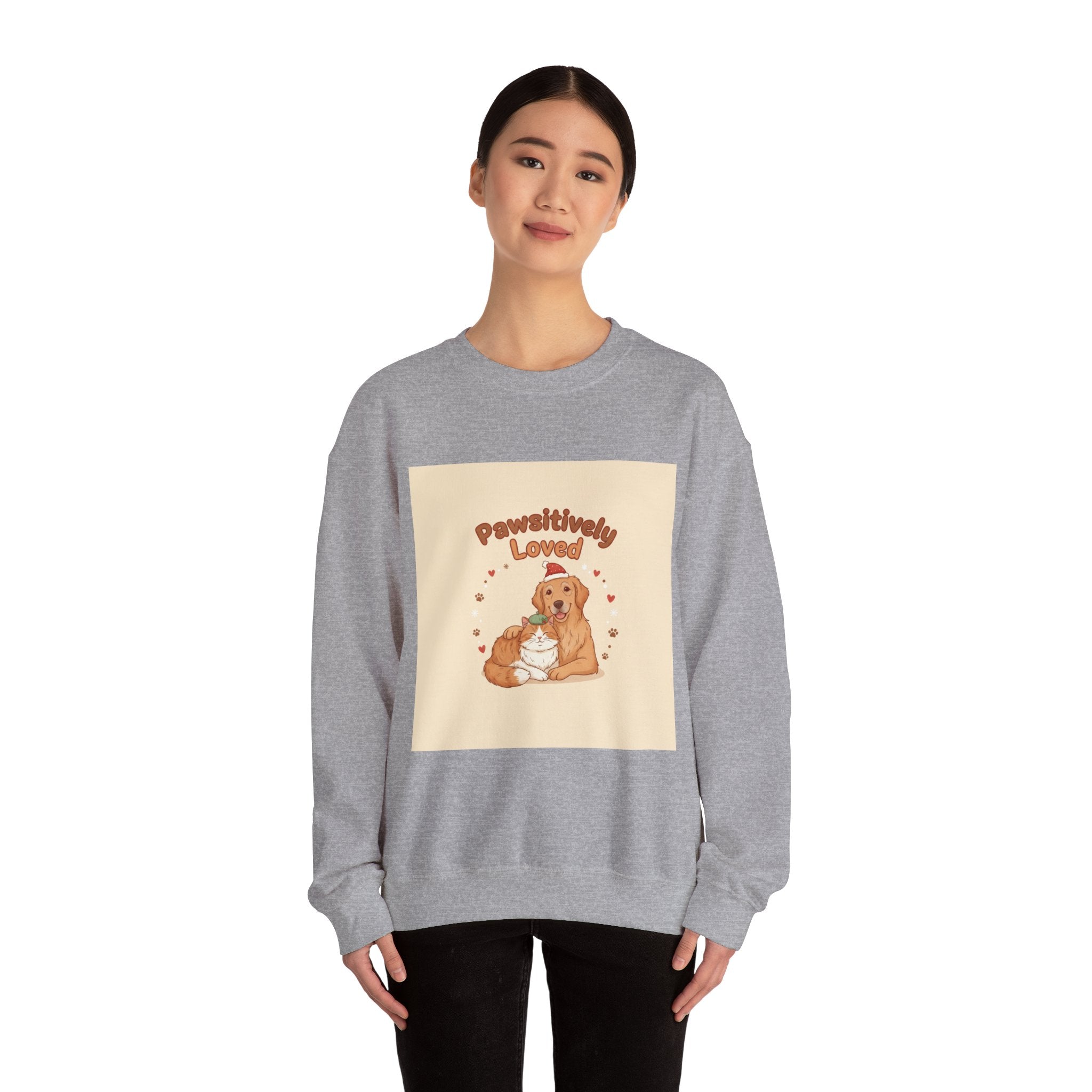 Pawsitively Loved Dog Illustration Sweatshirt | Senior Pet Holiday, Matching Pet Human