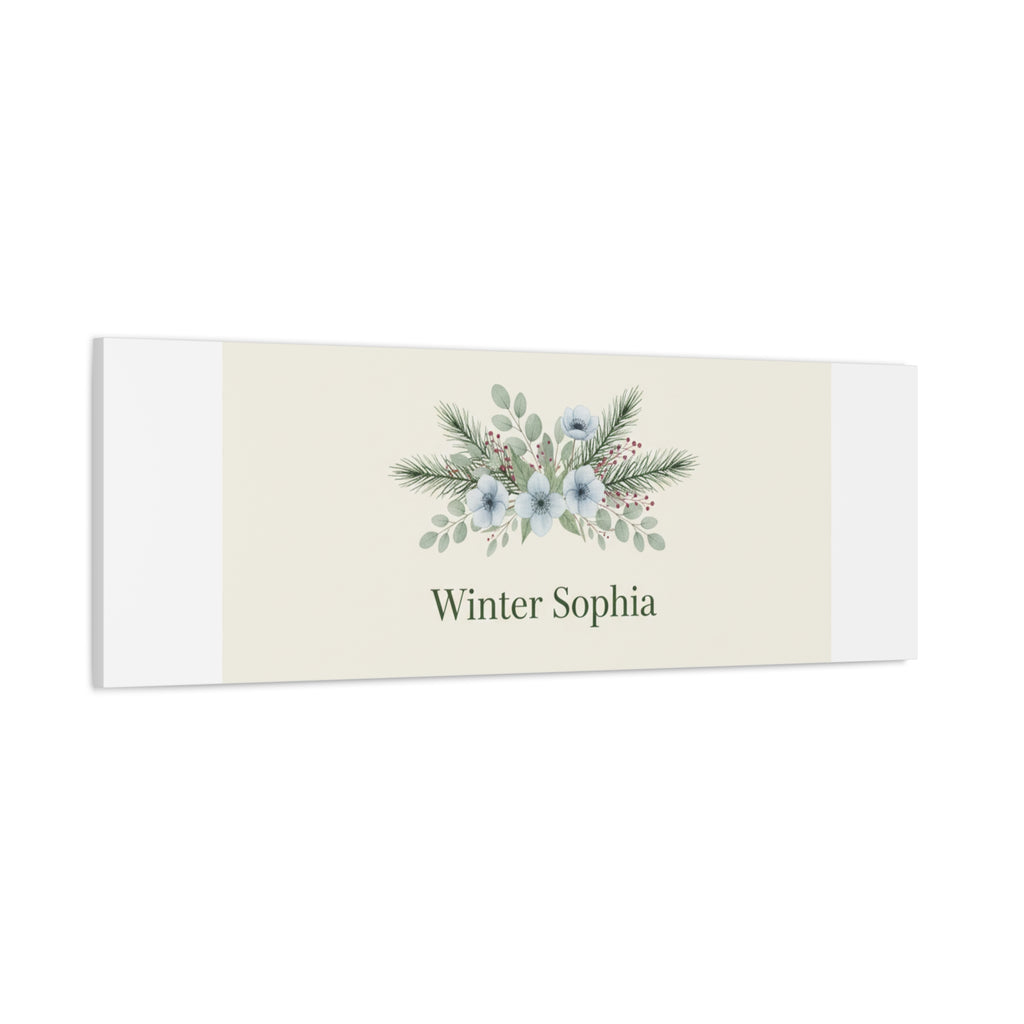 Winter floral wreath Canvas, pine branch botanical art | Minimal winter florals