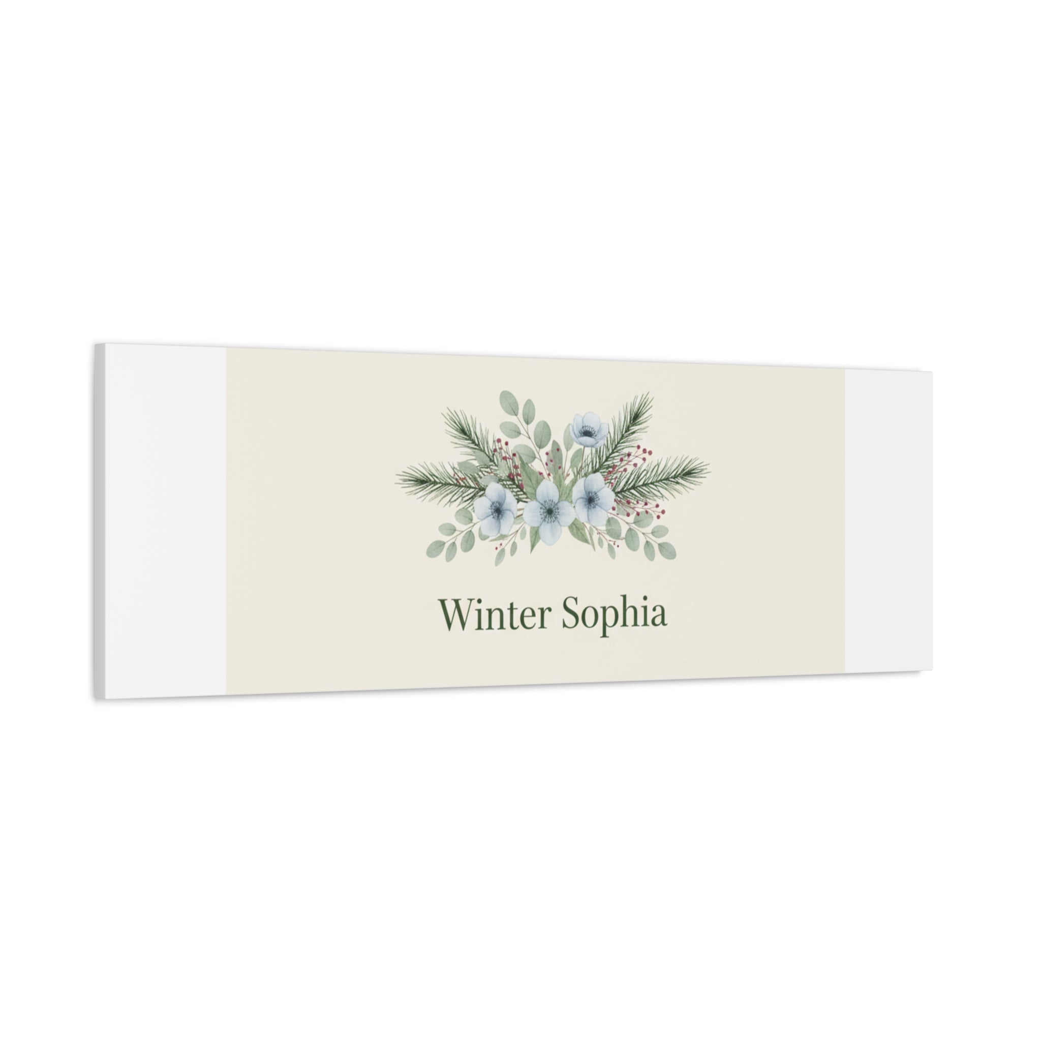 Winter floral wreath Canvas, pine branch botanical art | Minimal winter florals