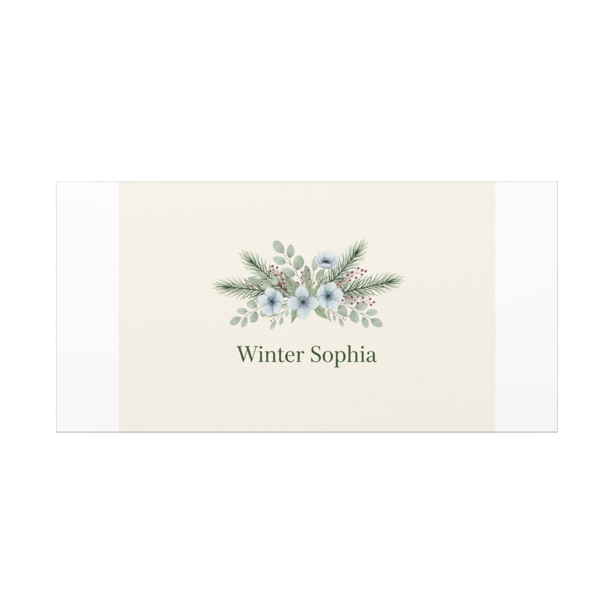 Winter floral wreath Canvas, pine branch botanical art | Minimal winter florals