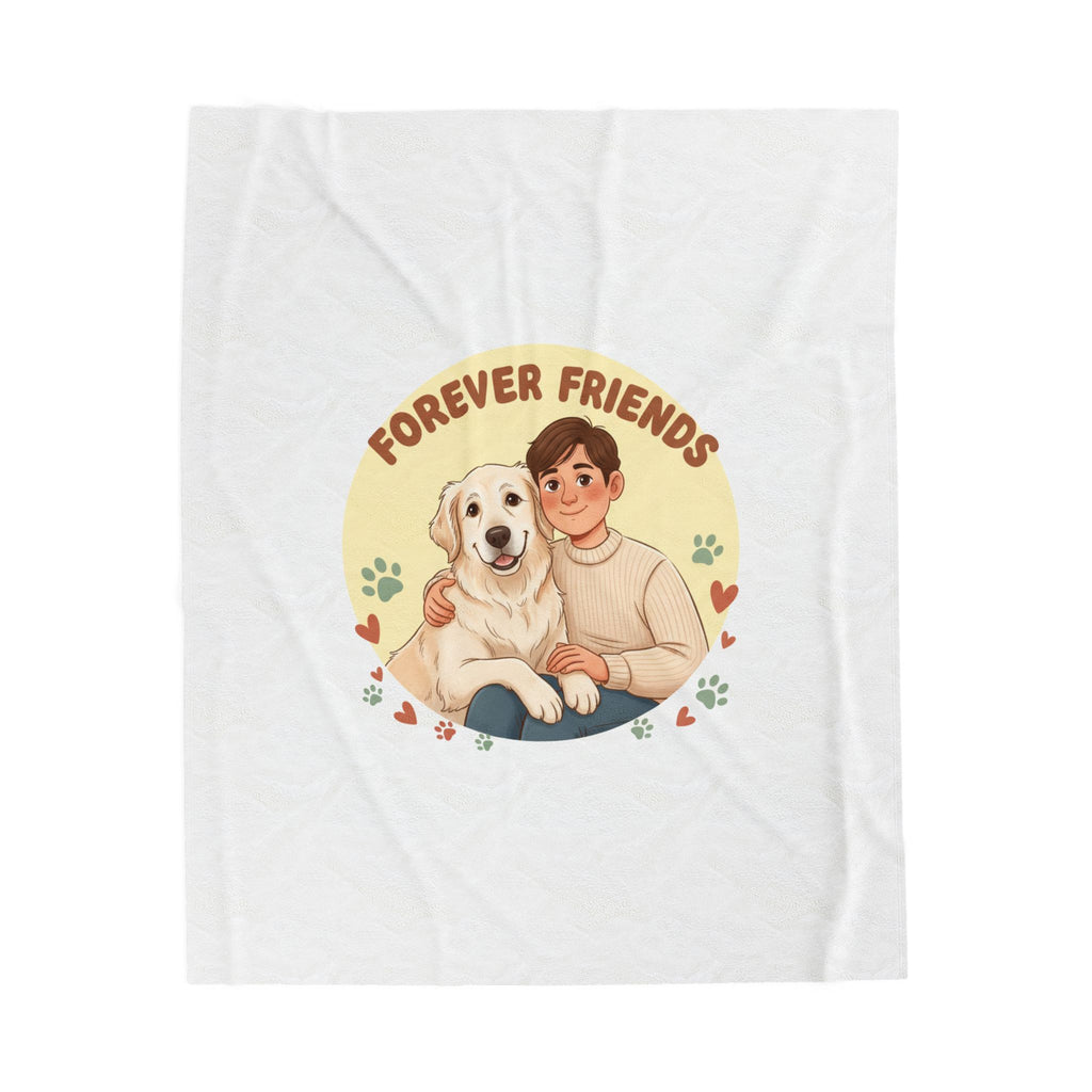 Forever Friends Senior Dog Design Velveteen Blanket | Pet-Centric Holiday, Paw Print Cozy Throw