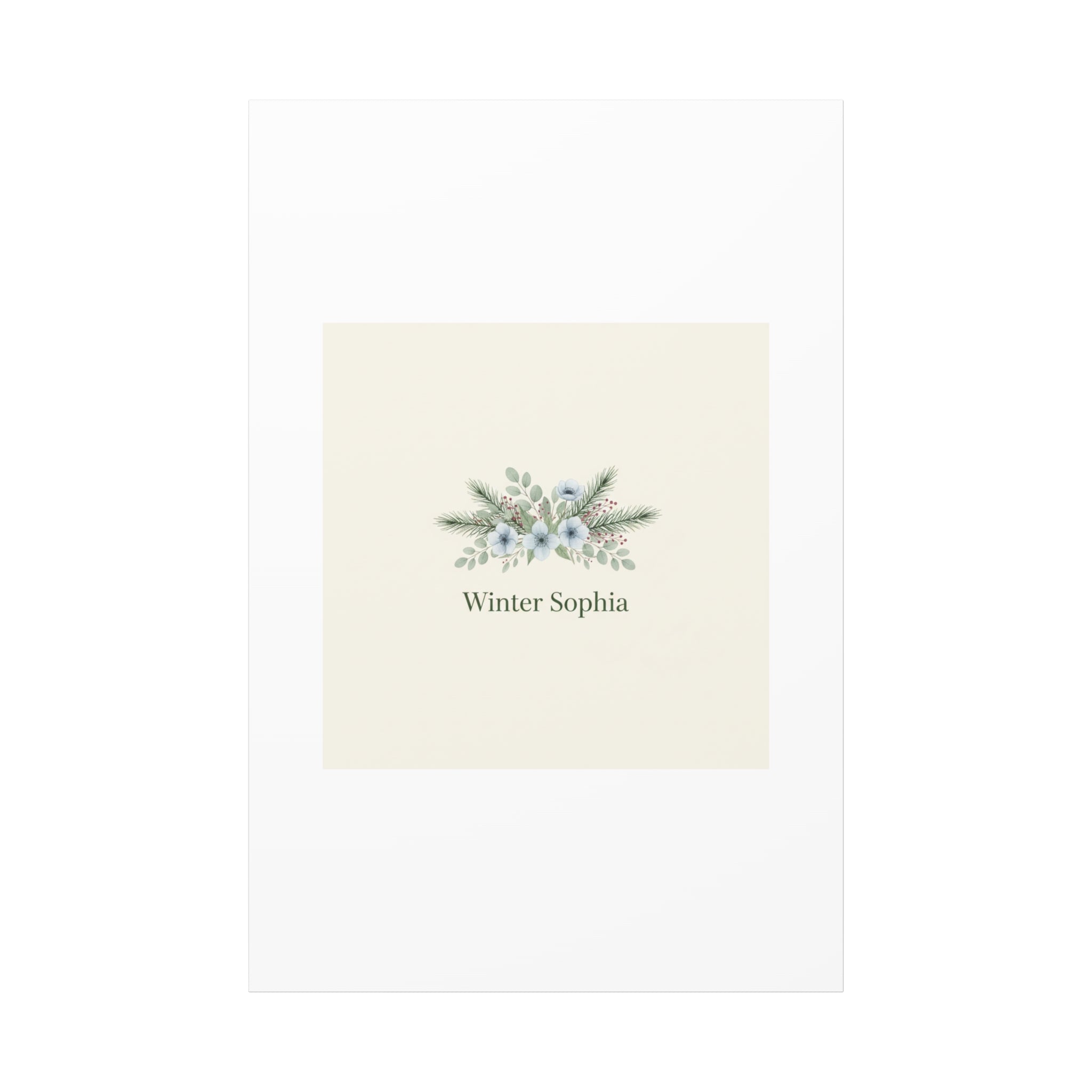 Winter floral wreath Canvas, pine branch botanical art | Minimal winter florals