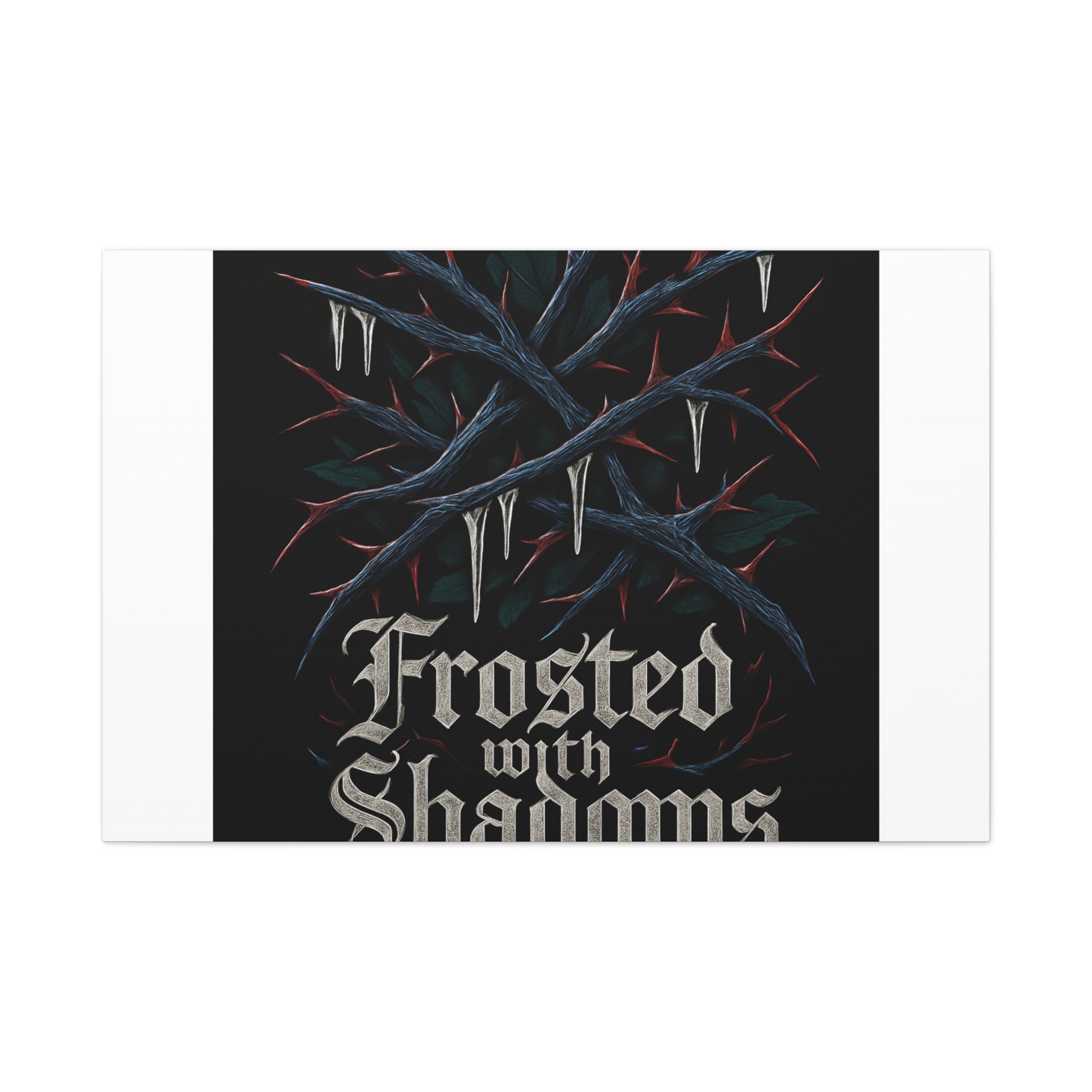 Frosted With Shadows Canvas Art — Gothic Winter Icicle Wall Decor