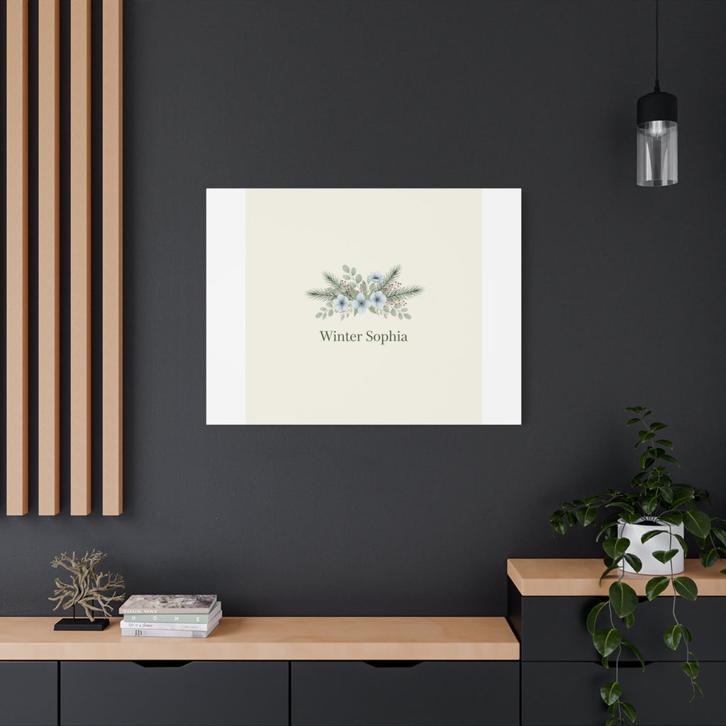 Winter floral wreath Canvas, pine branch botanical art | Minimal winter florals