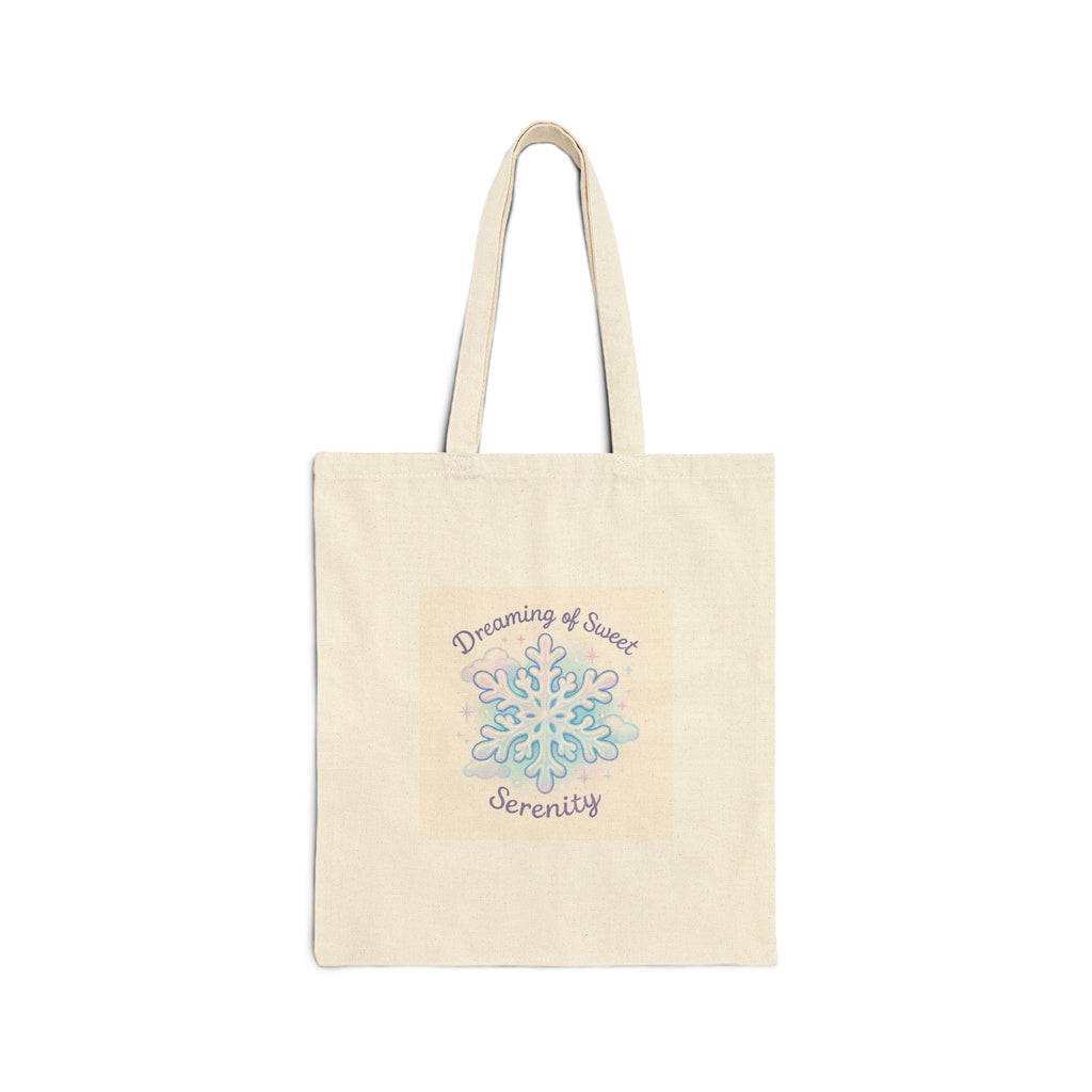 Tote Bag — 'Dreaming of Sweet Serenity' Pastel Snowflake Canvas Tote