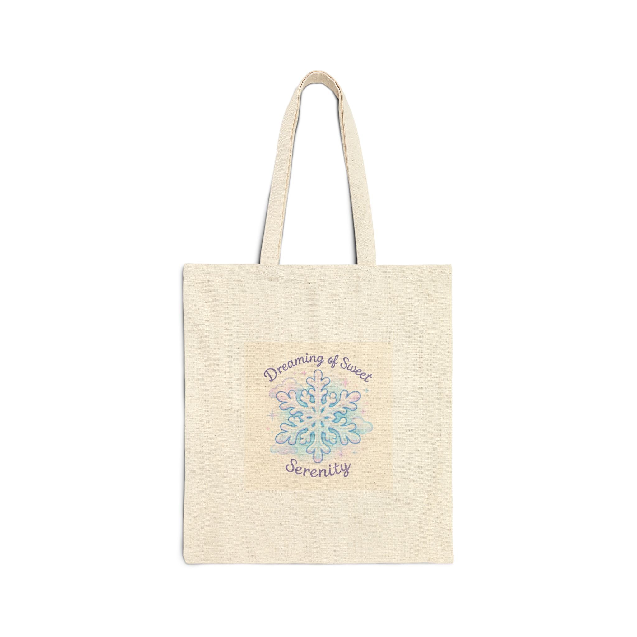 Tote Bag — 'Dreaming of Sweet Serenity' Pastel Snowflake Canvas Tote