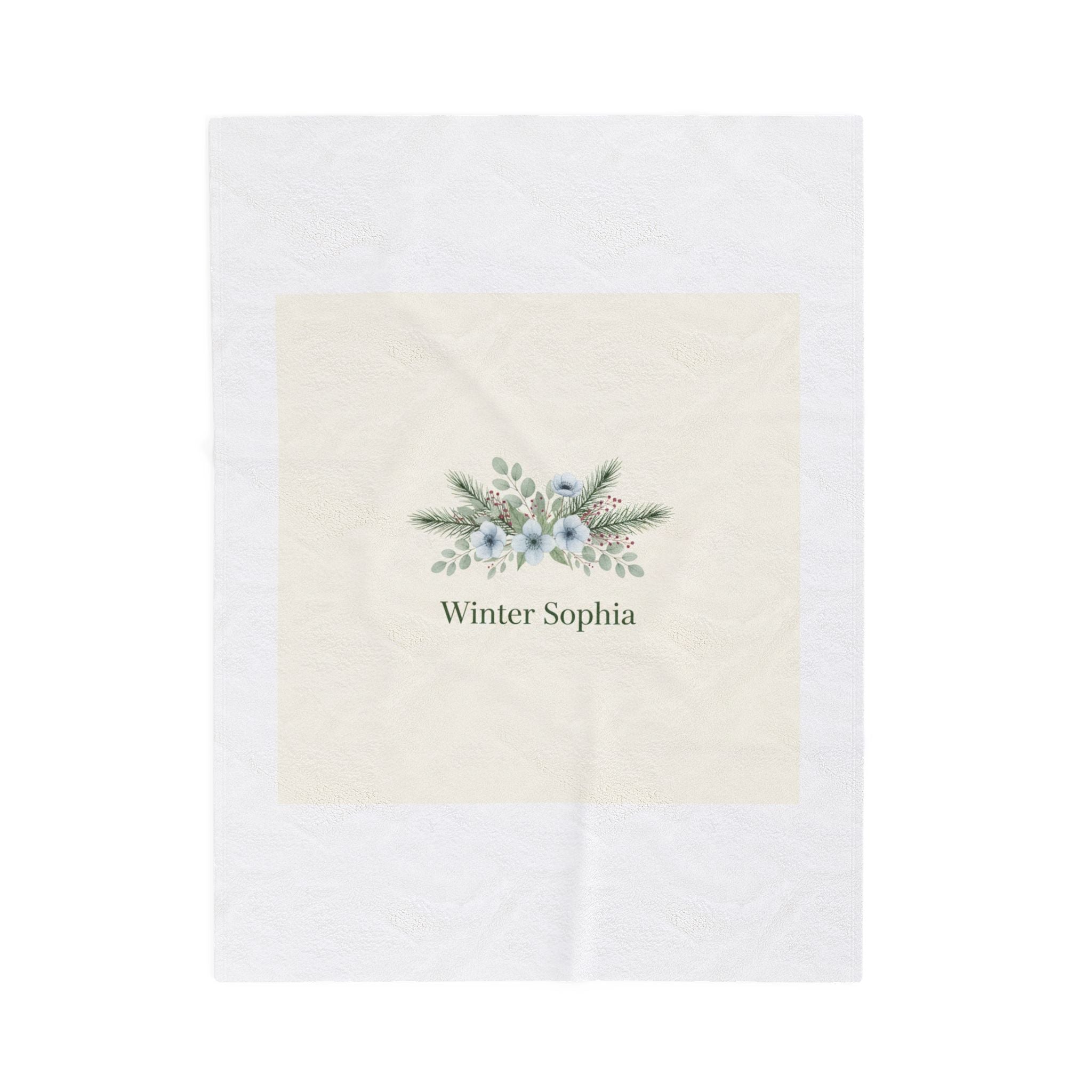 Winter floral wreath Velveteen Plush Blanket | pine branch botanical holiday art