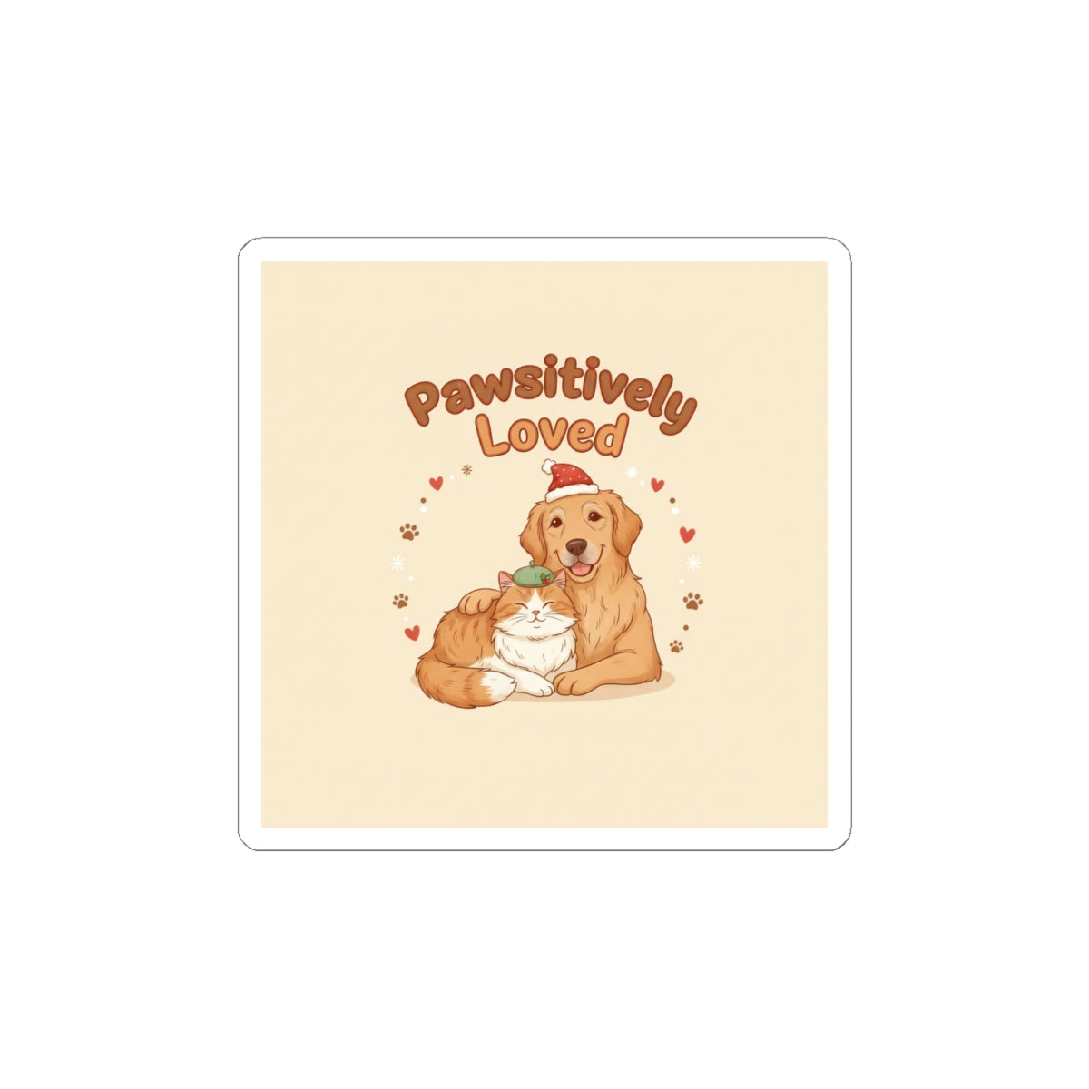 Pawsitively Loved Sticker | Senior Dog Holiday, Paw Print Rescue Theme