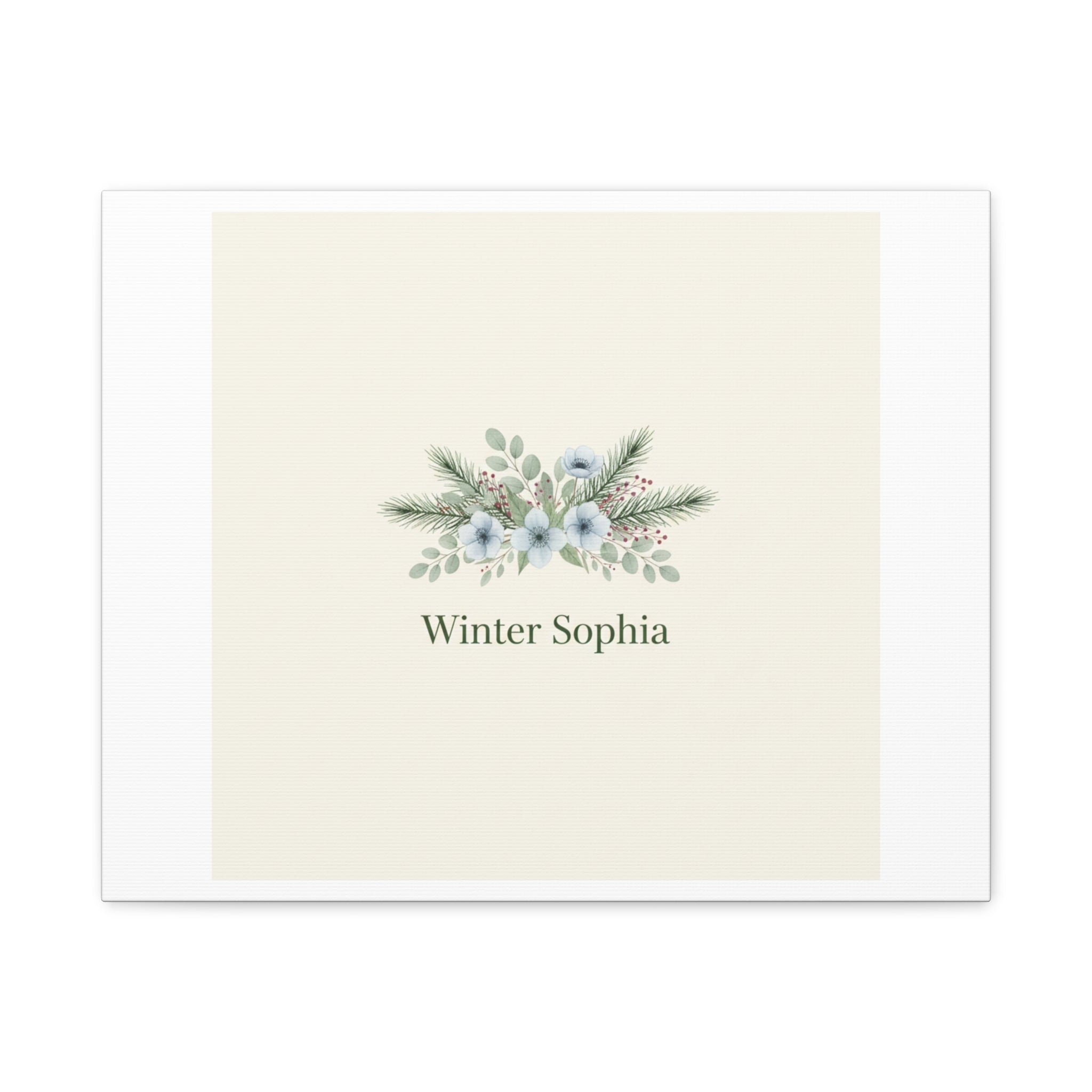 Winter floral wreath Canvas, pine branch botanical art | Minimal winter florals