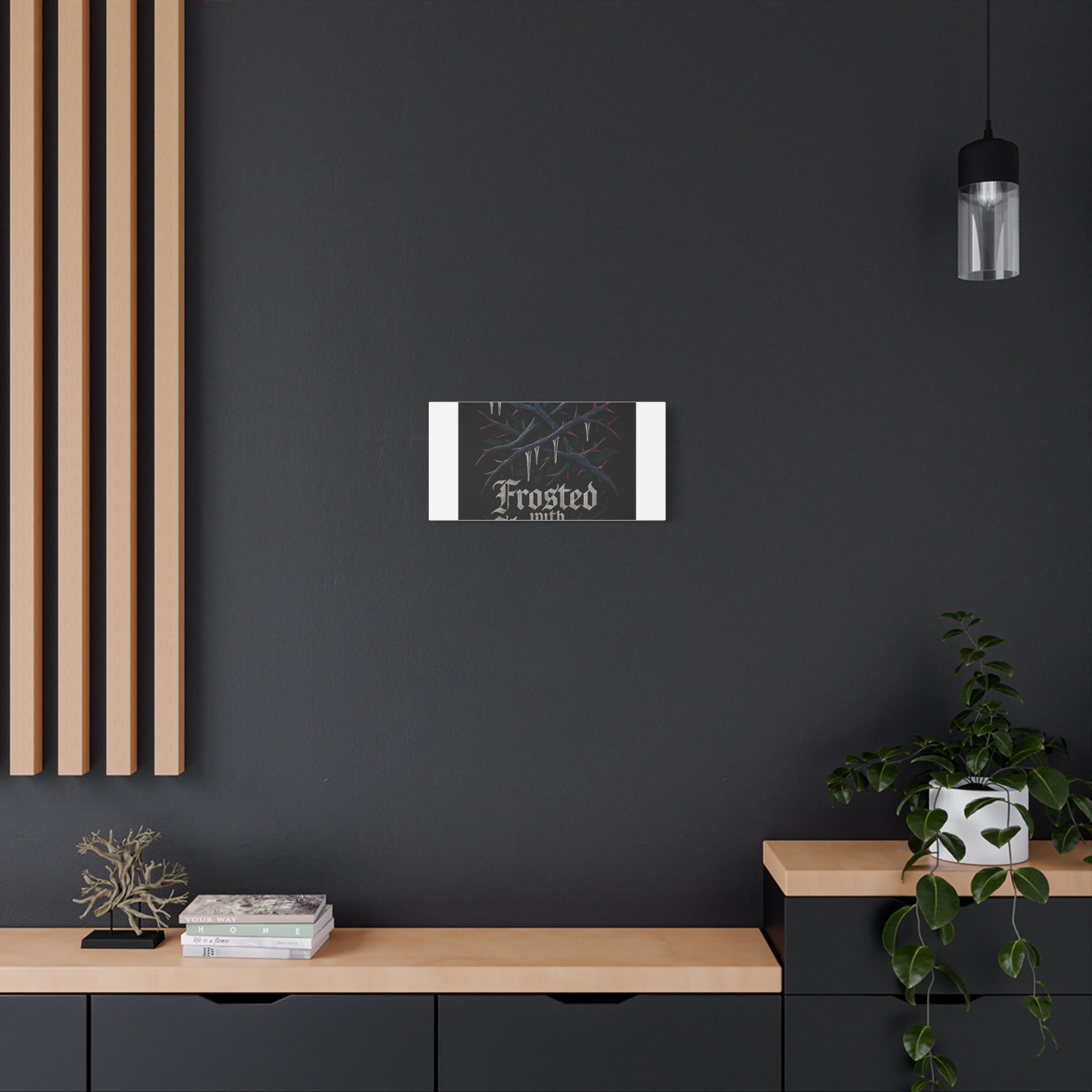 Frosted With Shadows Canvas Art — Gothic Winter Icicle Wall Decor