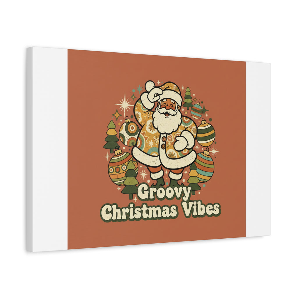 Groovy Christmas Vibes Canvas | 1970s Retro Holiday Art, Vintage Noel