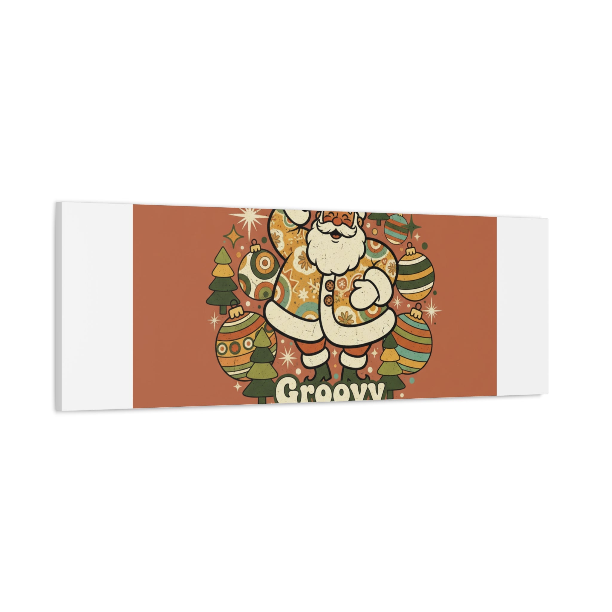 Groovy Christmas Vibes Canvas | 1970s Retro Holiday Art, Vintage Noel