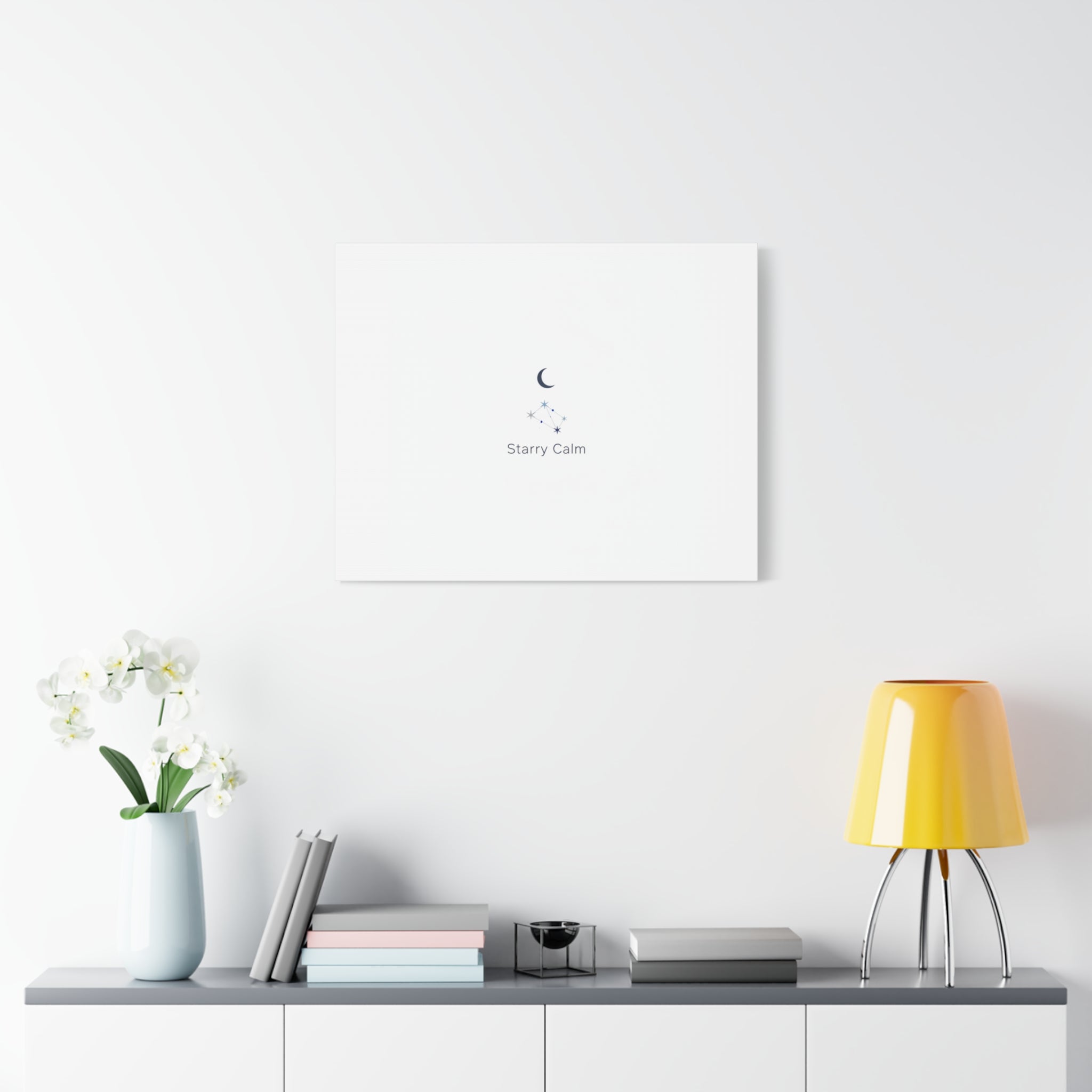 Starry Calm Moon & Constellation Canvas, minimal astrology art print