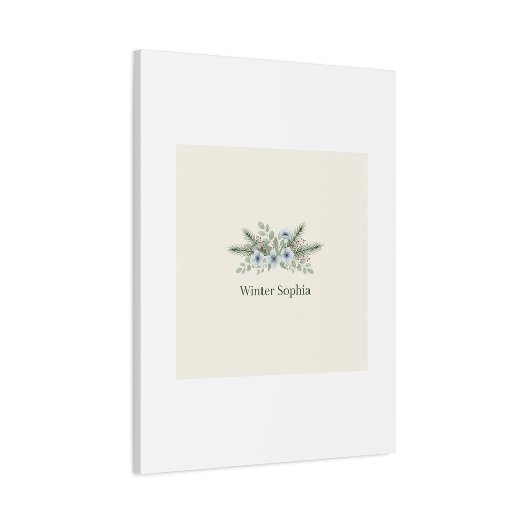 Winter floral wreath Canvas, pine branch botanical art | Minimal winter florals