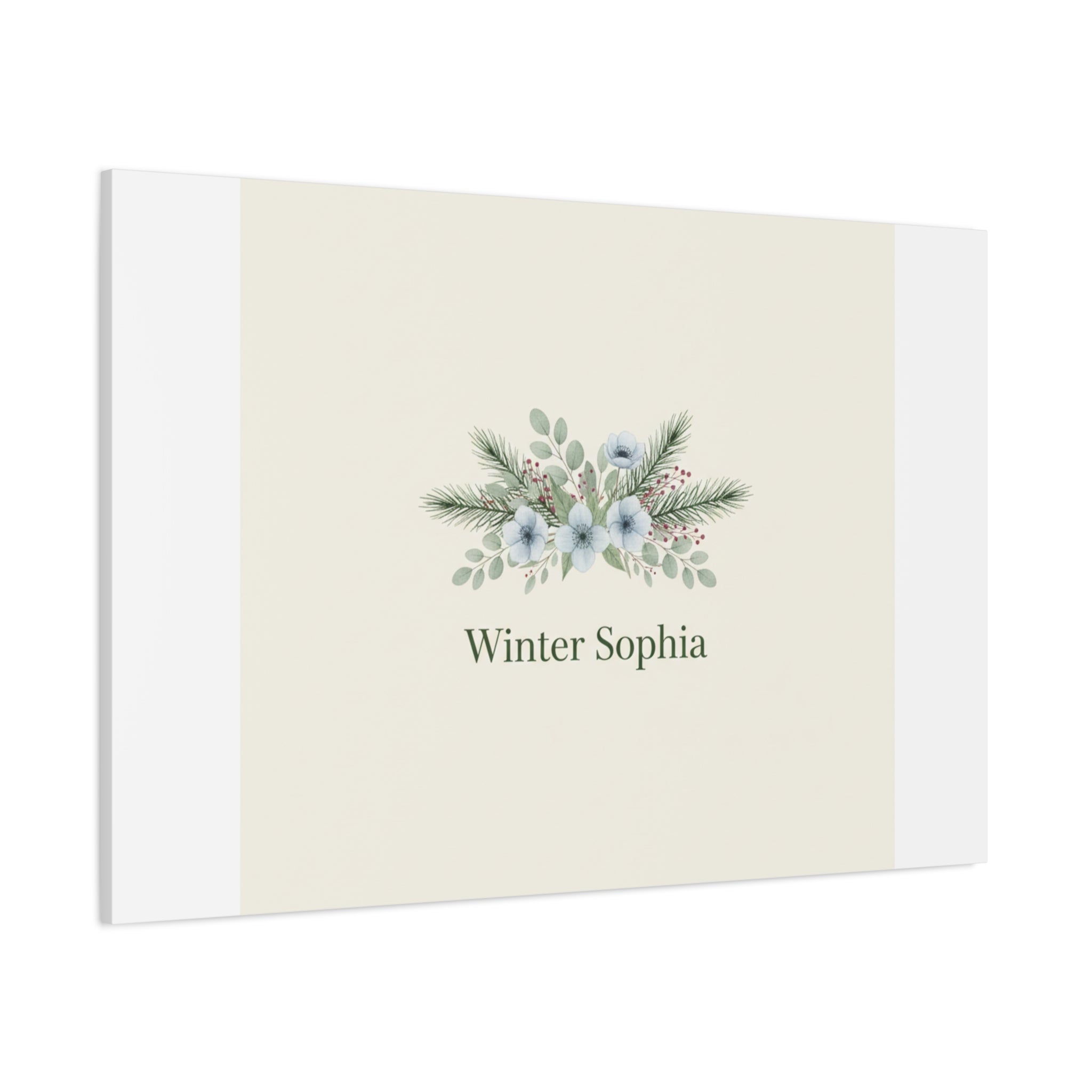 Winter floral wreath Canvas, pine branch botanical art | Minimal winter florals
