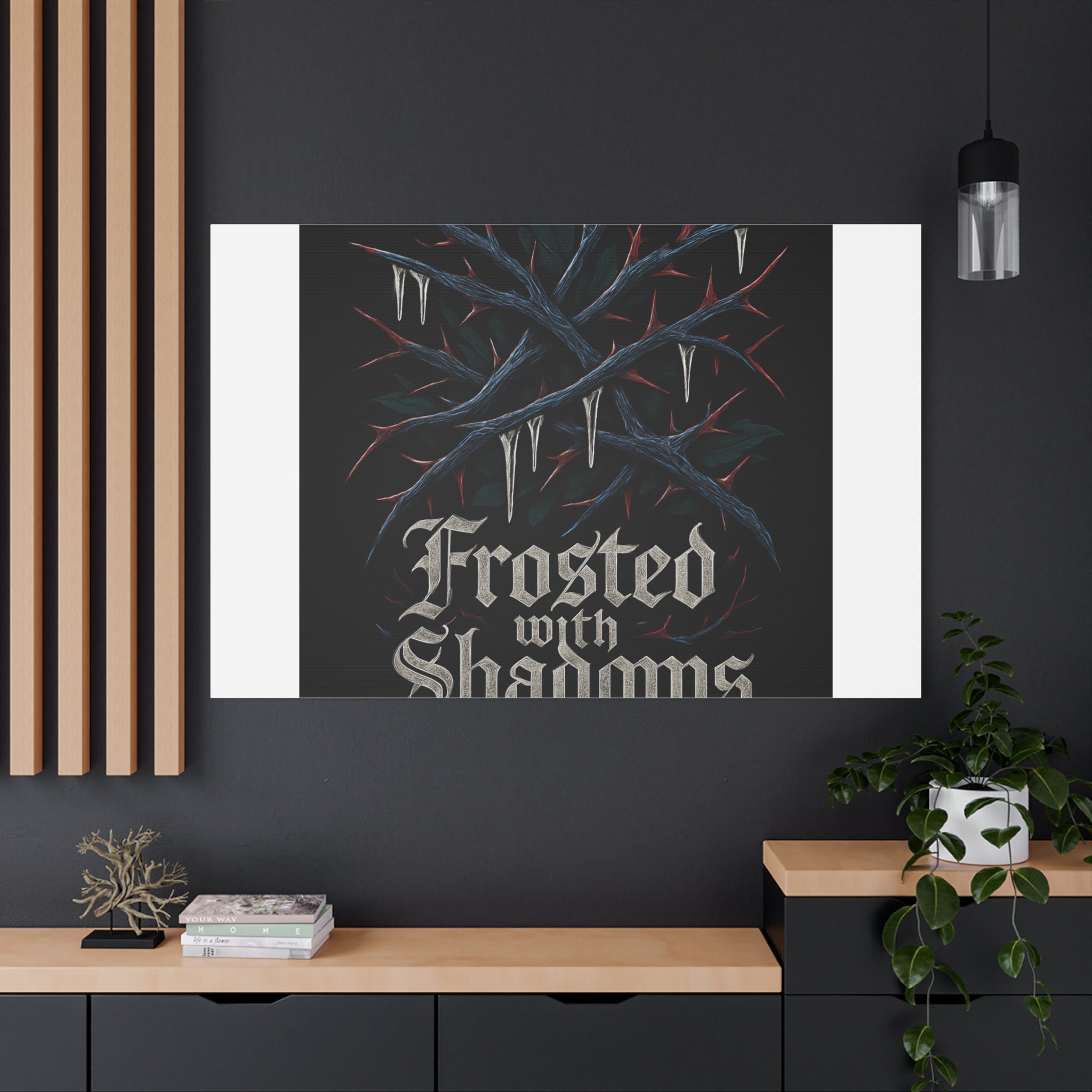Frosted With Shadows Canvas Art — Gothic Winter Icicle Wall Decor