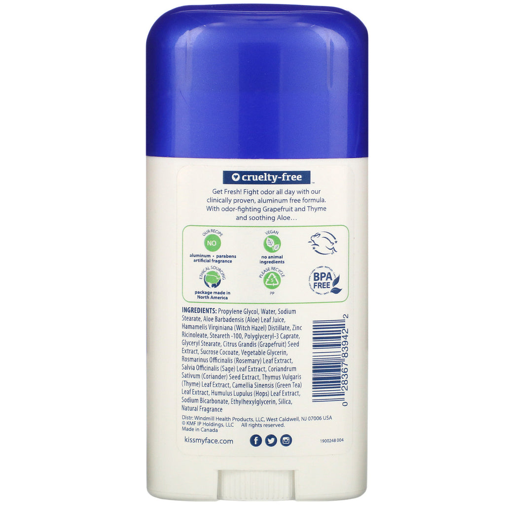 Kiss My Face Active Life Cucumber & Green Tea Deodorant (2.48 Oz)-1