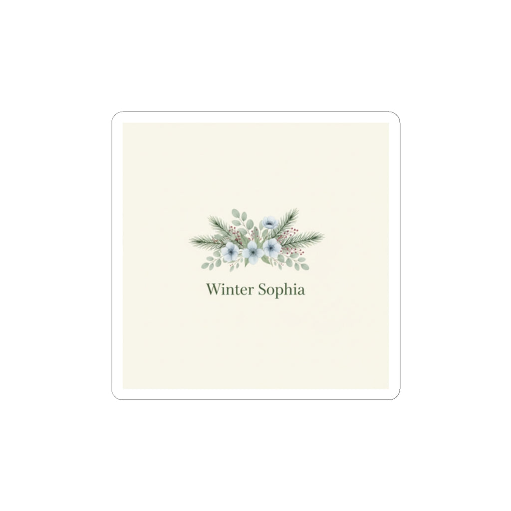 Minimal Winter Floral Sticker | Pine Branch Wreath, Delicate Botanical