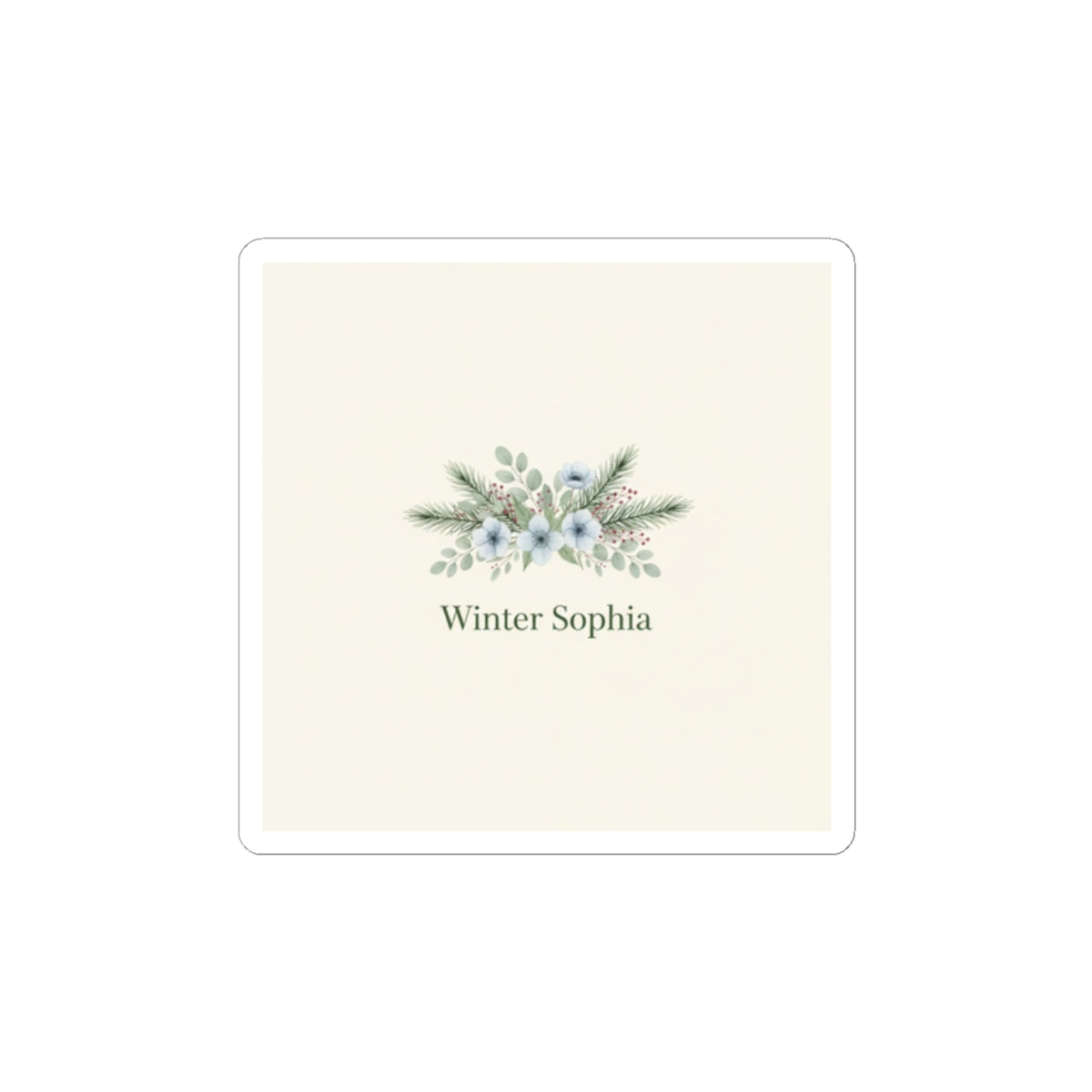 Minimal Winter Floral Sticker | Pine Branch Wreath, Delicate Botanical