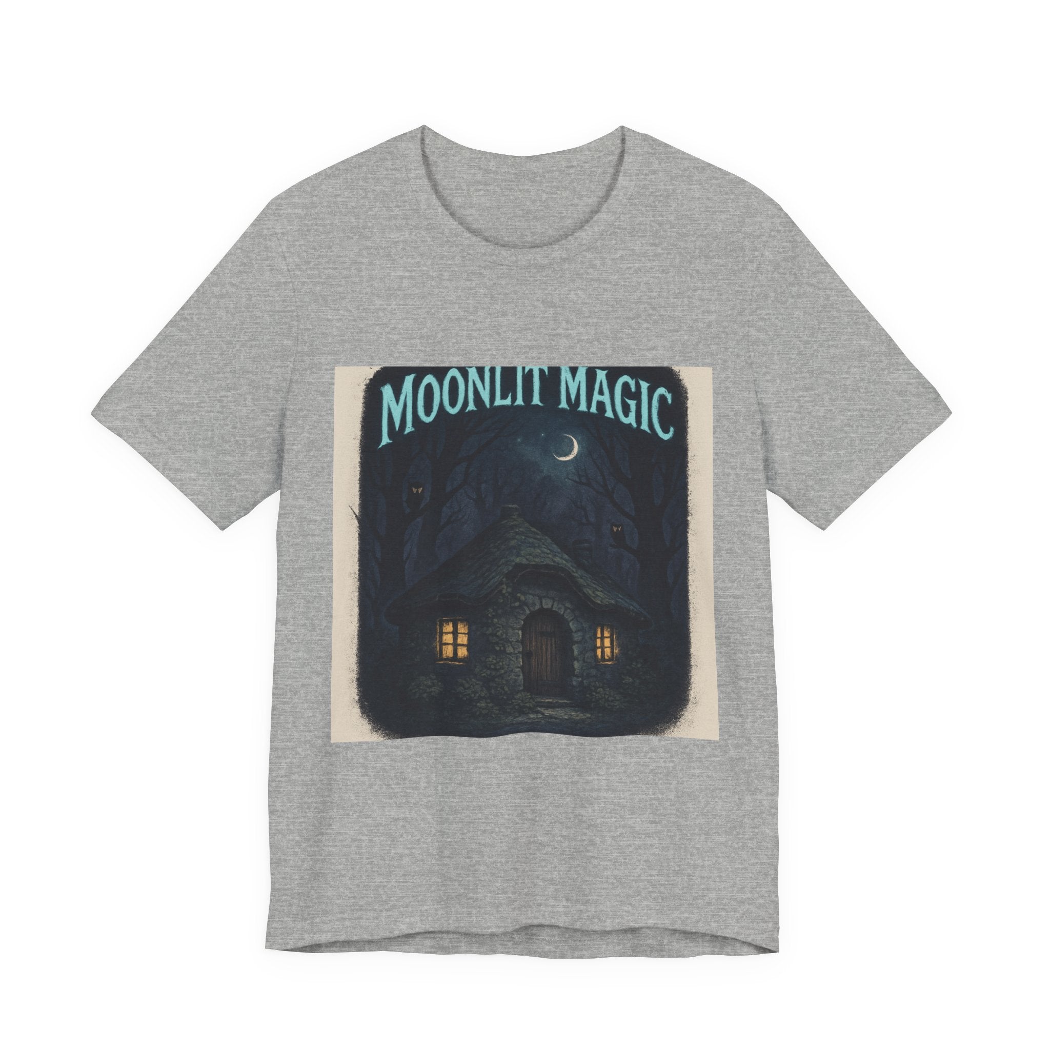Moonlit Magic Cottage Tee — Night Forest Graphic T-Shirt
