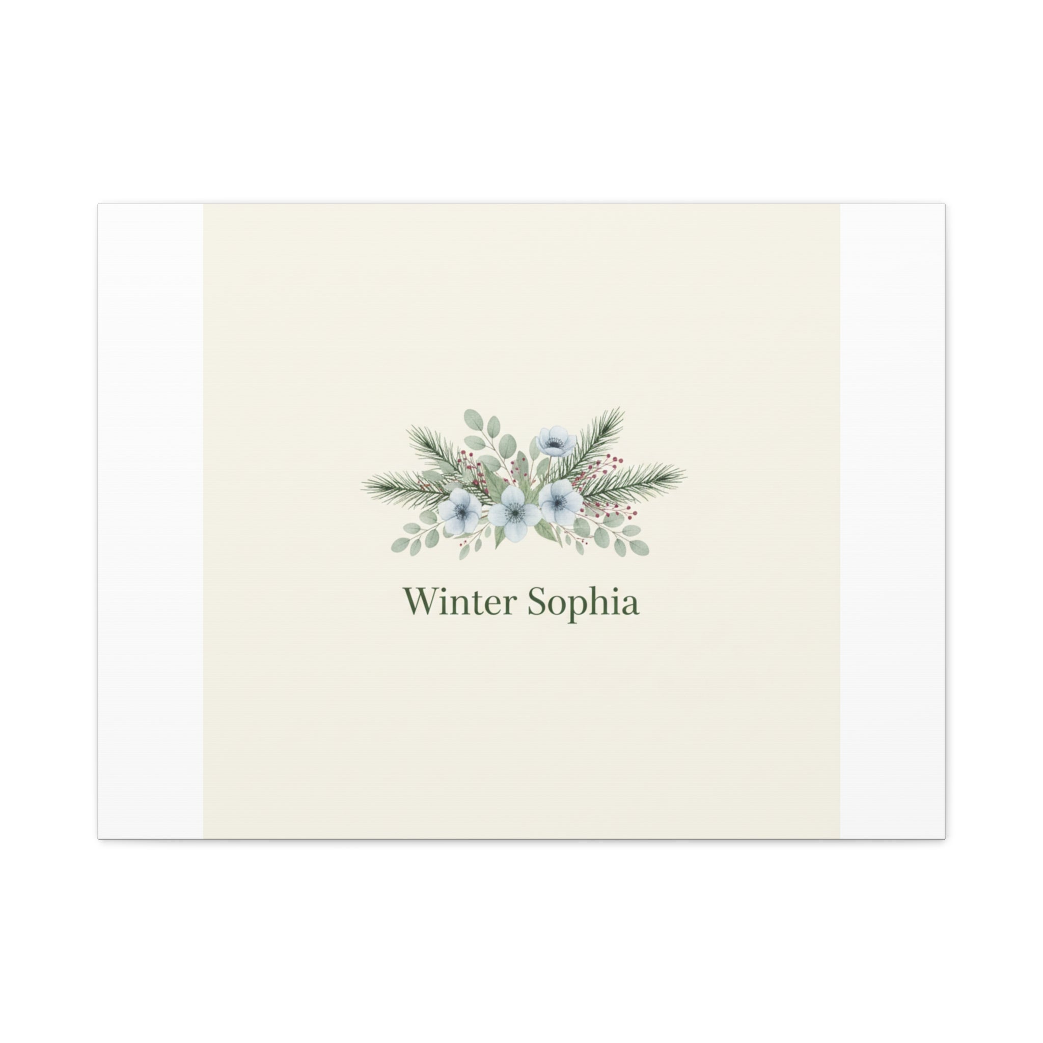 Winter floral wreath Canvas, pine branch botanical art | Minimal winter florals