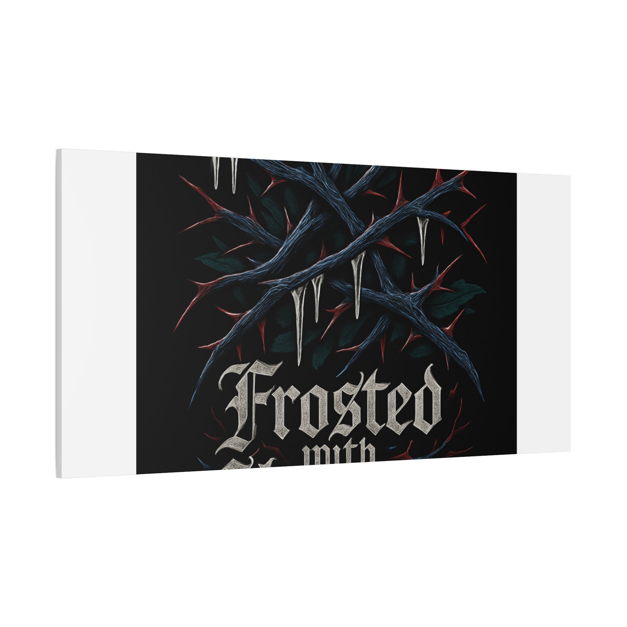 Frosted With Shadows Canvas Art — Gothic Winter Icicle Wall Decor