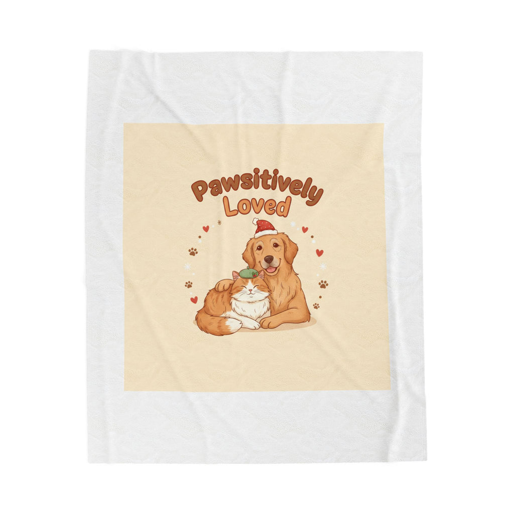 Pawsitively Loved Plush Blanket | Senior Dog Holiday, Paw Print Rescue Pet