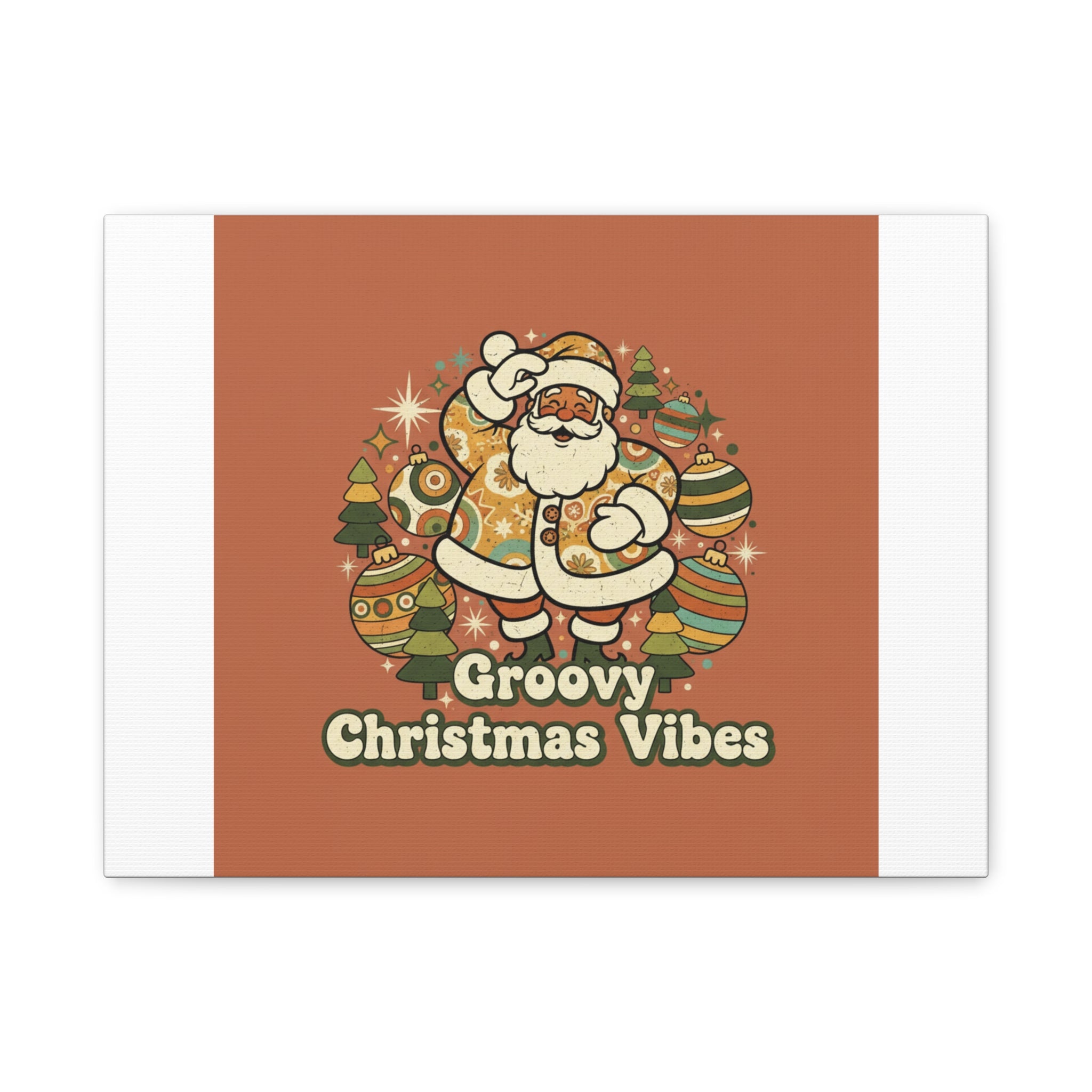 Groovy Christmas Vibes Canvas | 1970s Retro Holiday Art, Vintage Noel