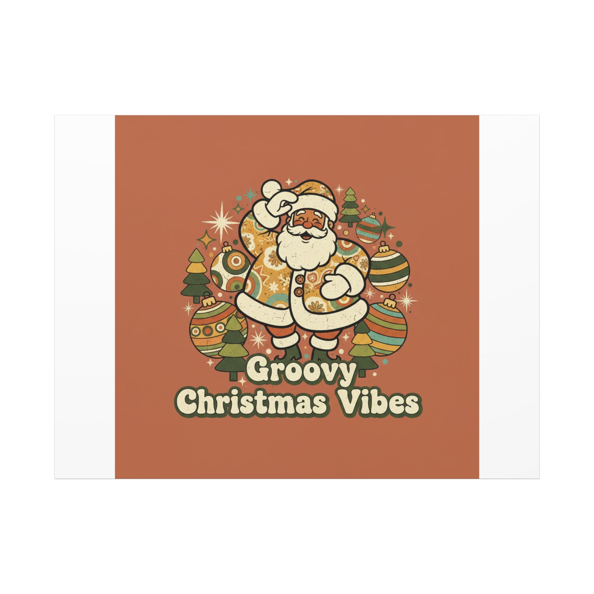 Groovy Christmas Vibes Canvas | 1970s Retro Holiday Art, Vintage Noel