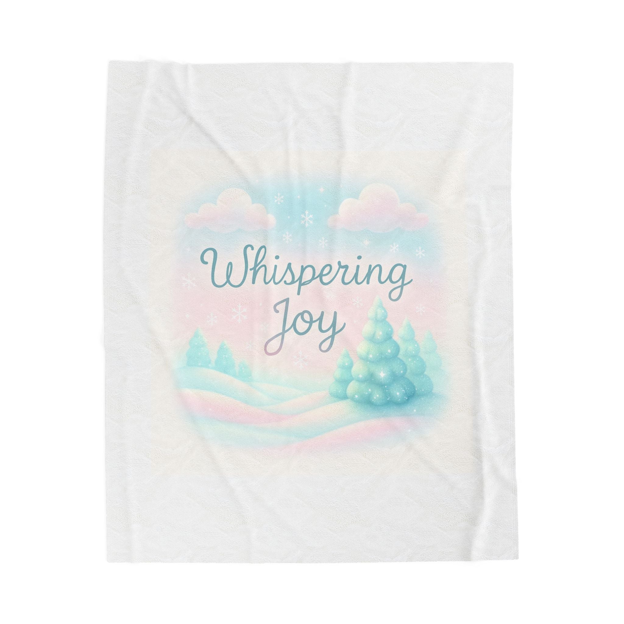 Whispering Joy Velveteen Plush Blanket — Pastel Winter Trees Holiday Throw