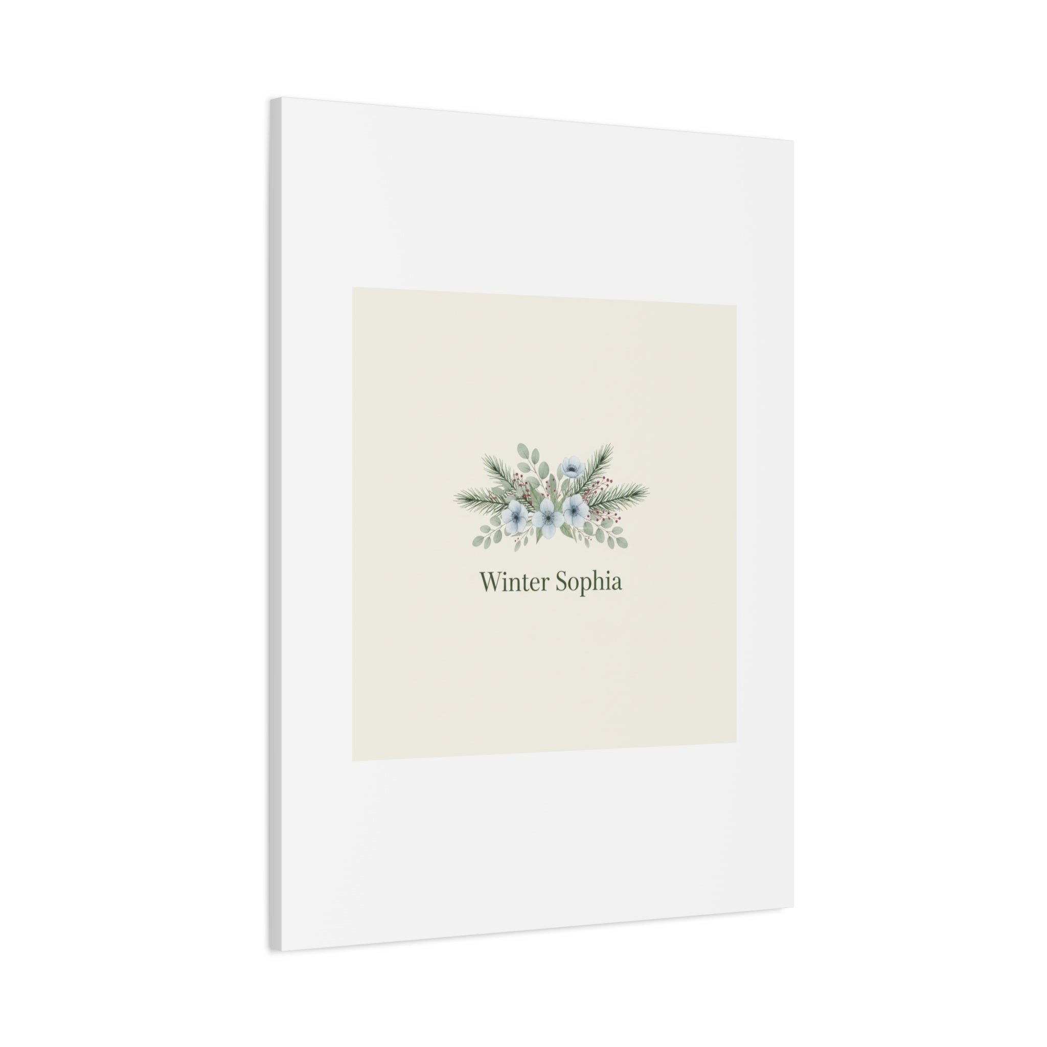 Winter floral wreath Canvas, pine branch botanical art | Minimal winter florals