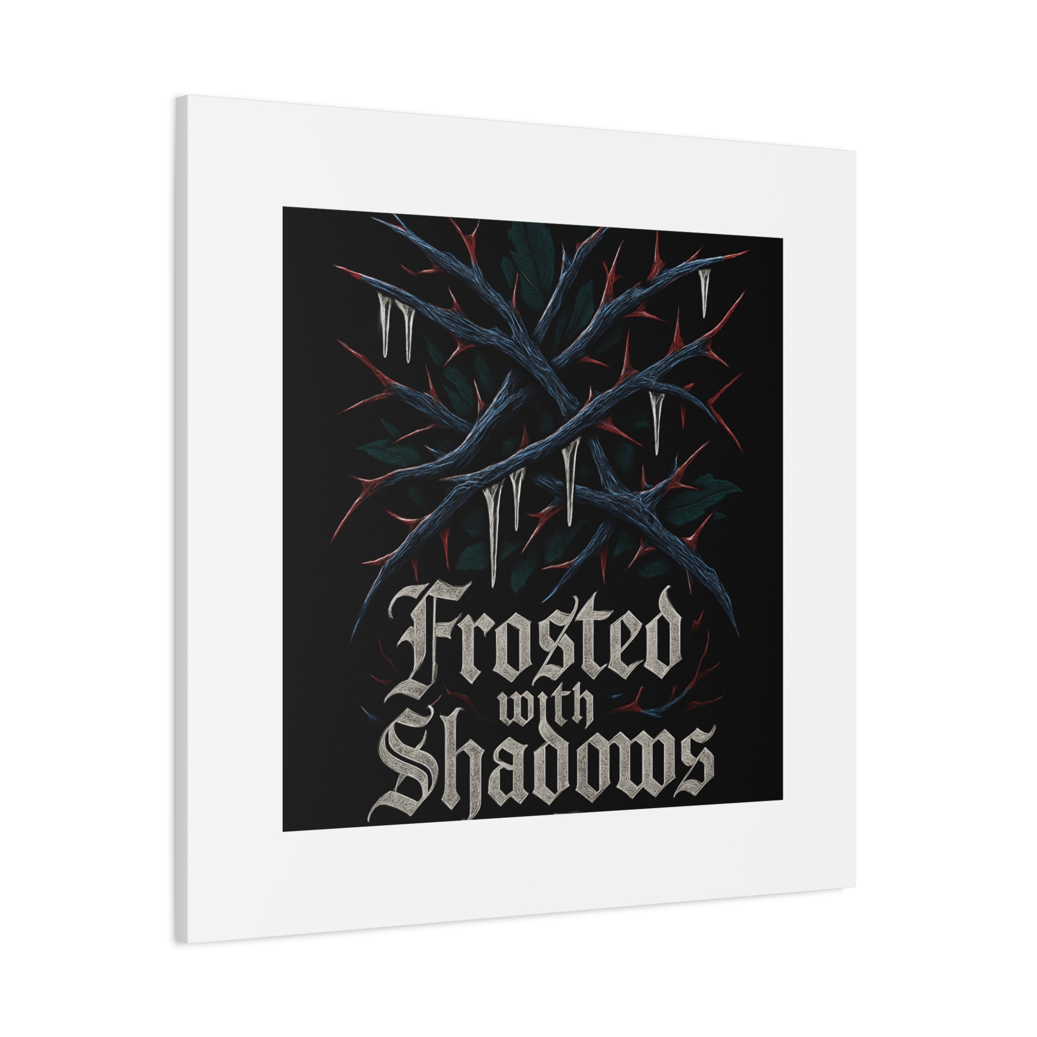 Frosted With Shadows Canvas Art — Gothic Winter Icicle Wall Decor