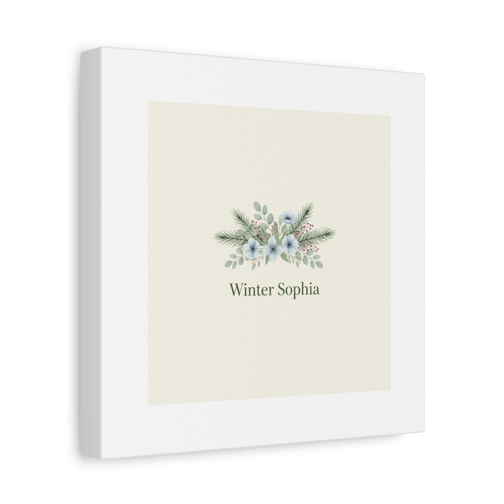 Winter floral wreath Canvas, pine branch botanical art | Minimal winter florals