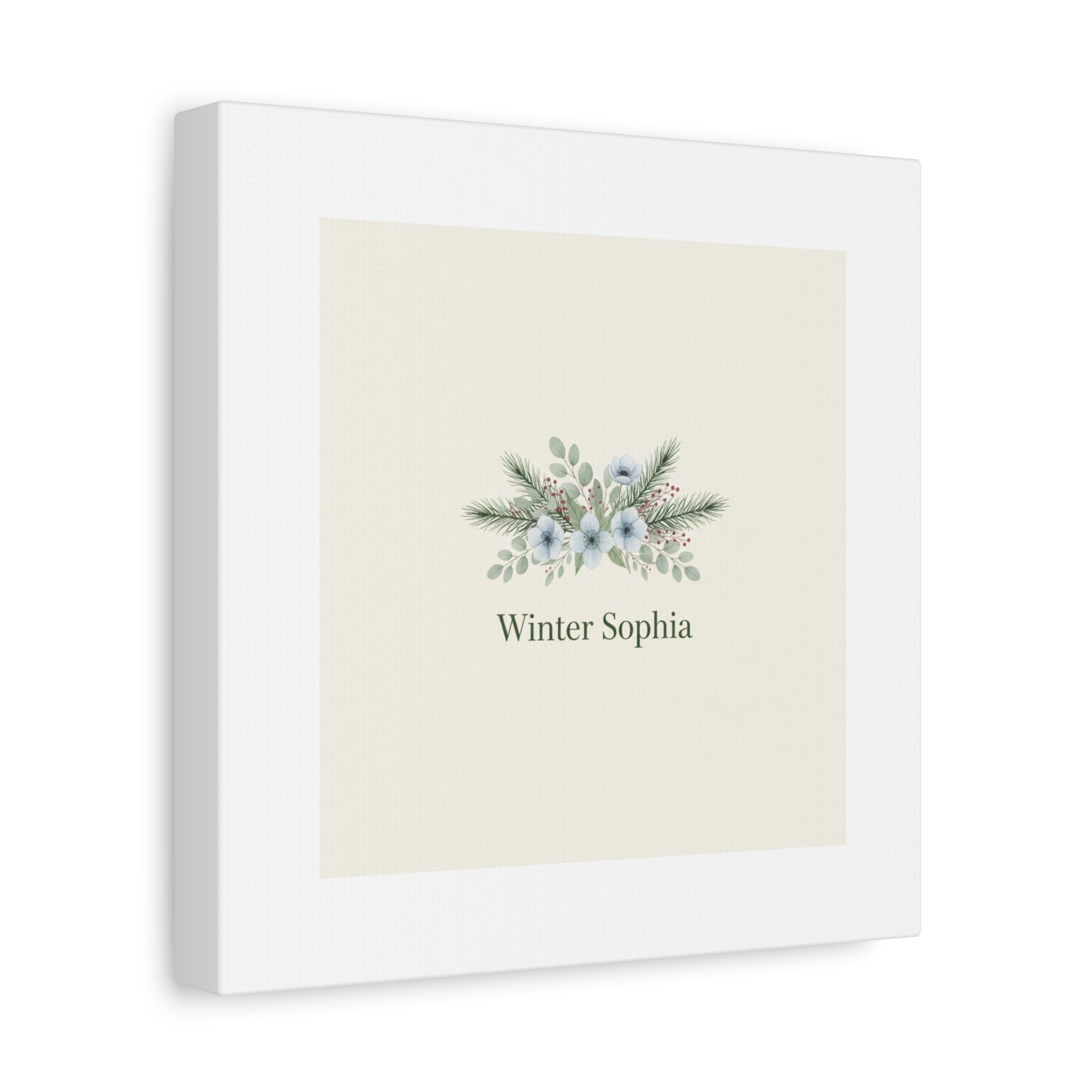 Winter floral wreath Canvas, pine branch botanical art | Minimal winter florals