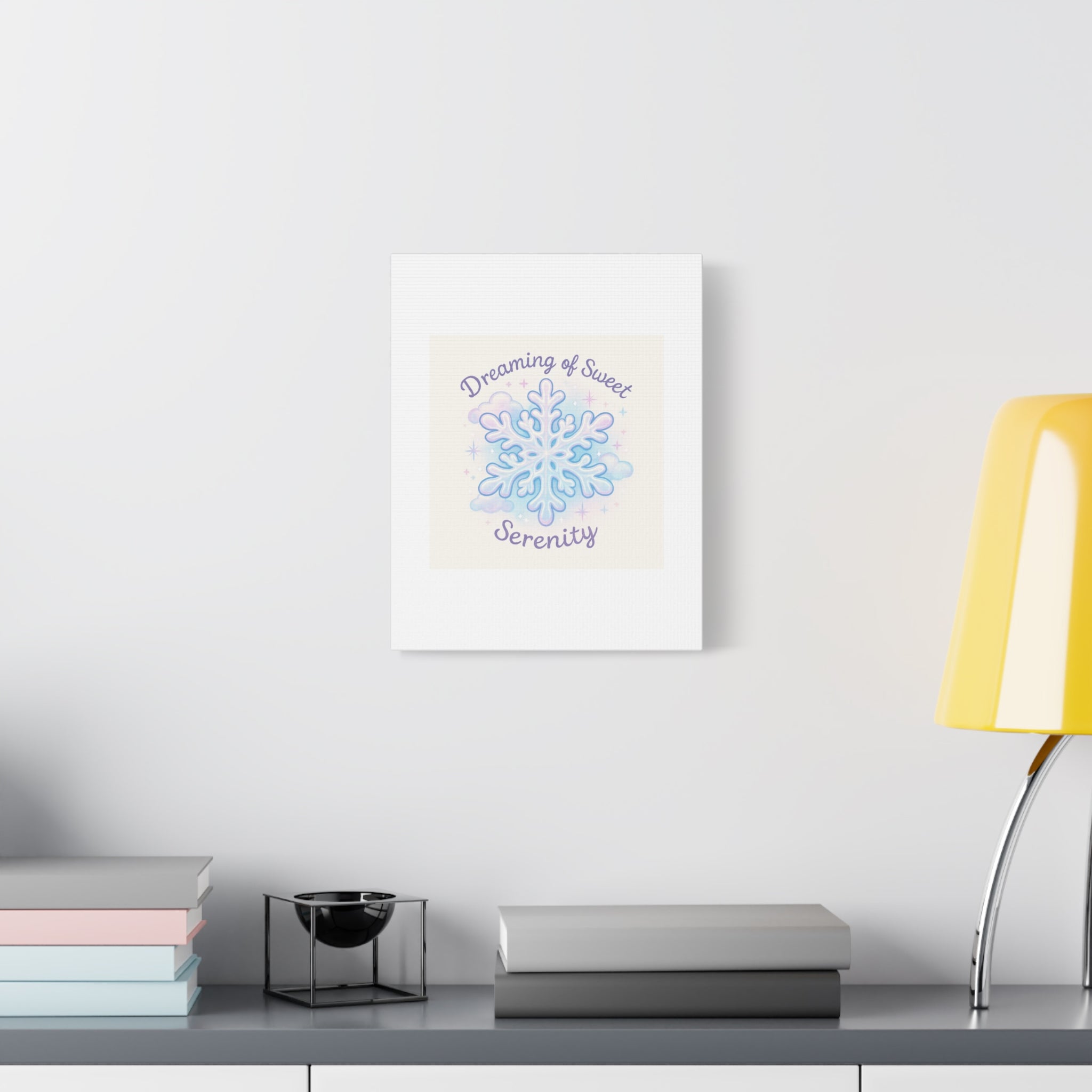 Canvas Wall Art - "Dreaming of Sweet Serenity" Snowflake Illustration