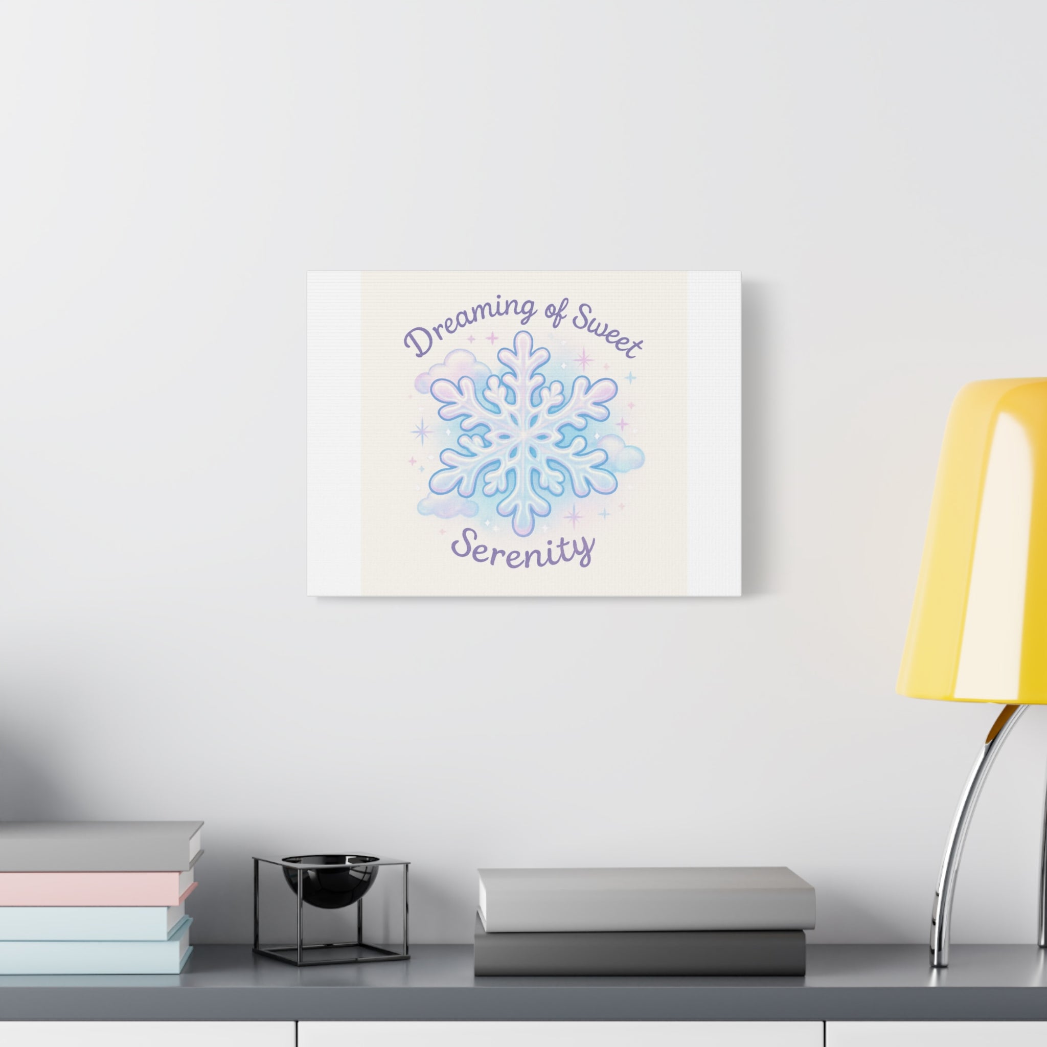 Canvas Wall Art - "Dreaming of Sweet Serenity" Snowflake Illustration