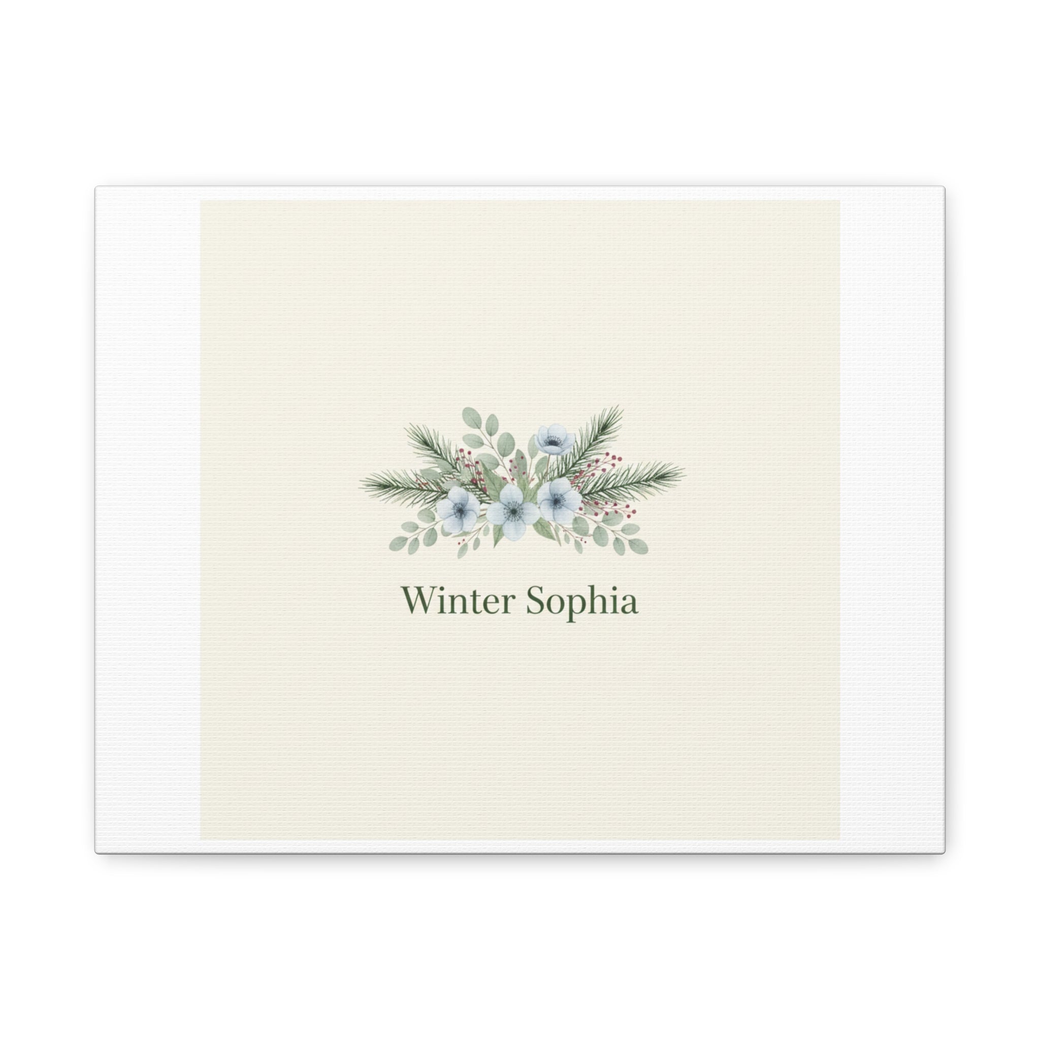 Winter floral wreath Canvas, pine branch botanical art | Minimal winter florals