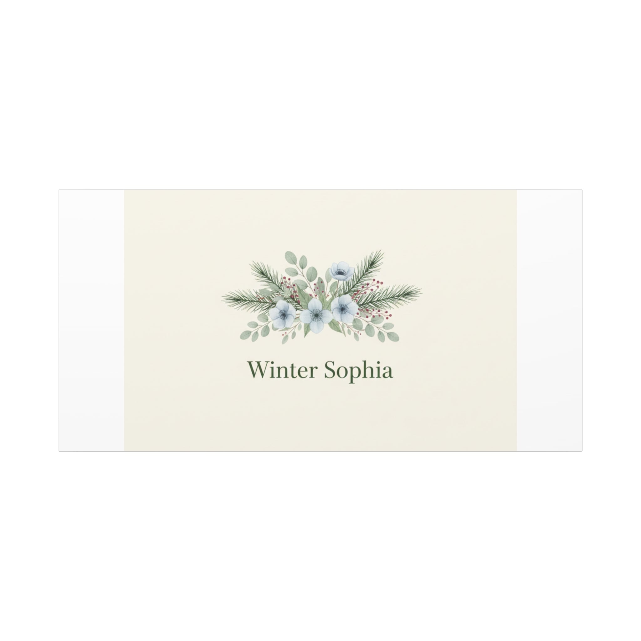 Winter floral wreath Canvas, pine branch botanical art | Minimal winter florals