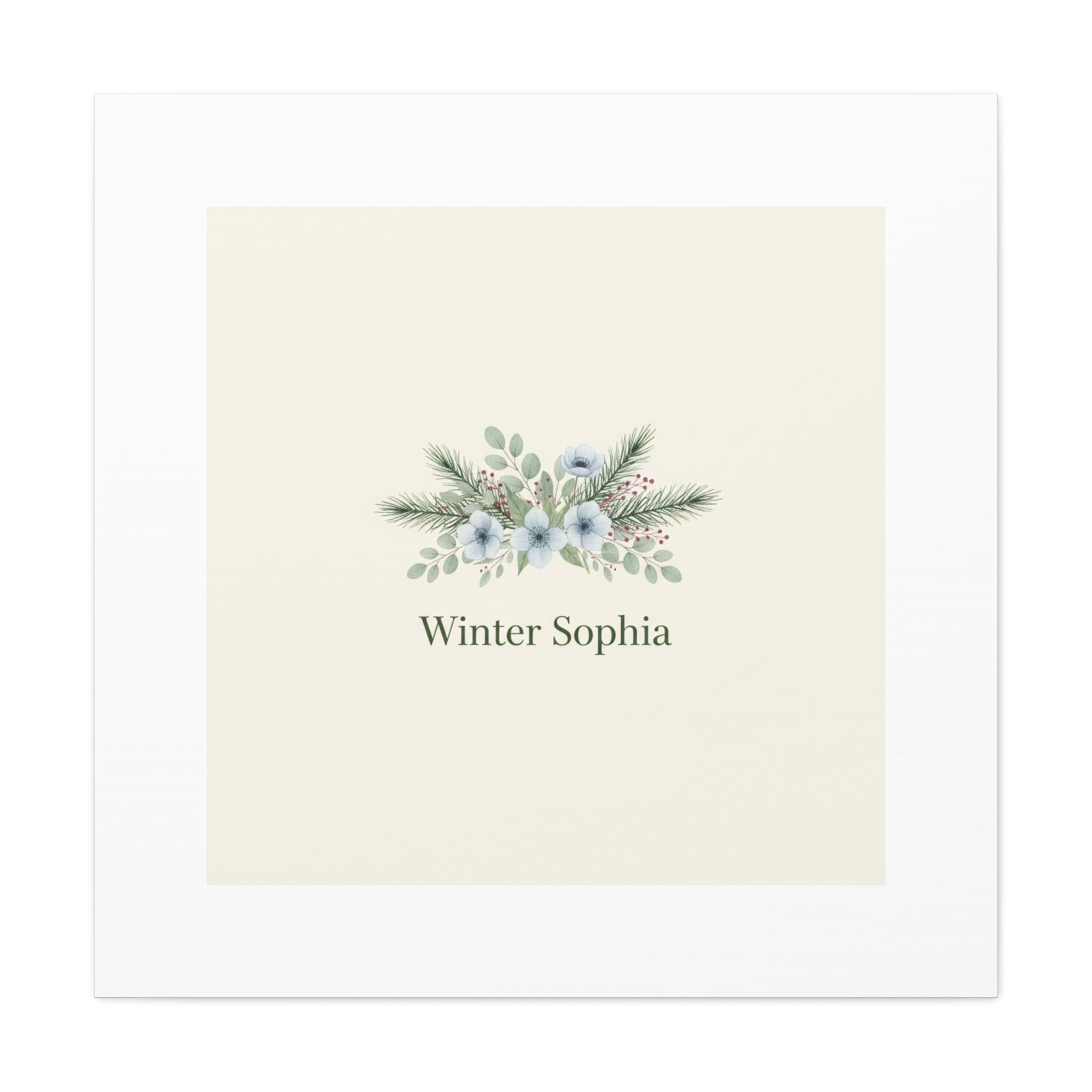 Winter floral wreath Canvas, pine branch botanical art | Minimal winter florals
