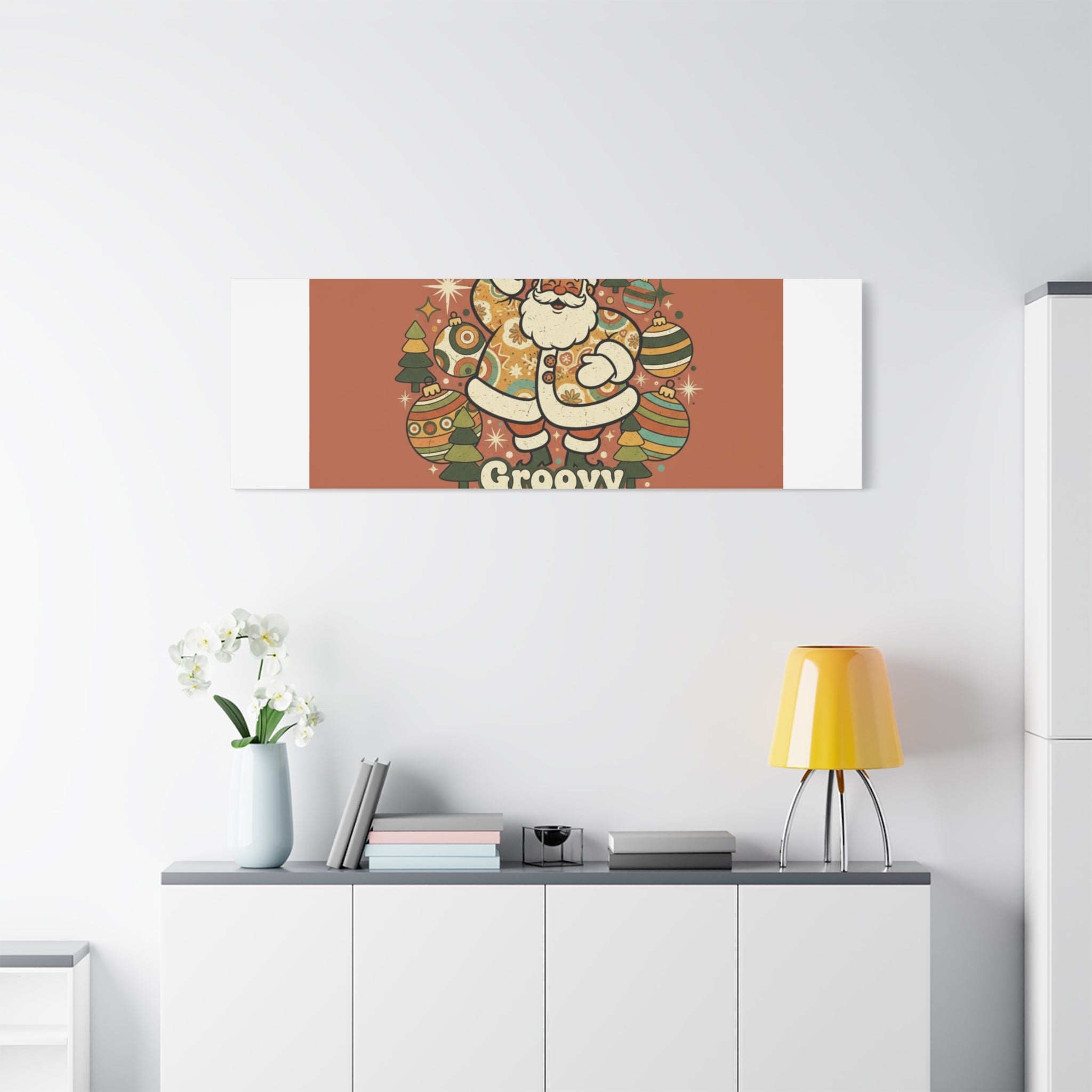 Groovy Christmas Vibes Canvas | 1970s Retro Holiday Art, Vintage Noel